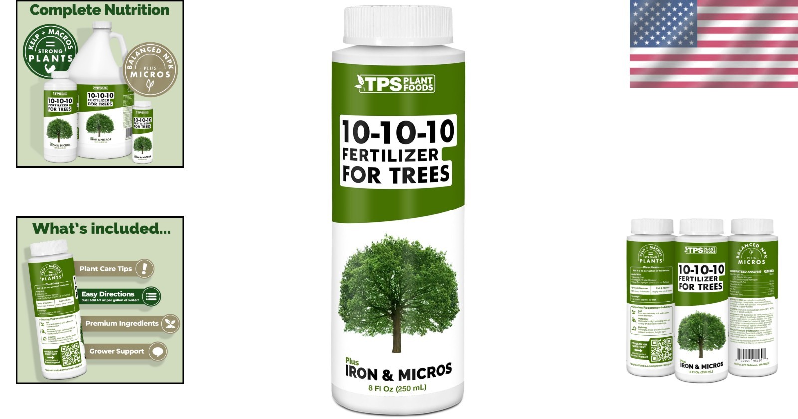 Liquid 10-10-10 Fertilizer for Trees & Shrubs – 8 oz with Iron & Micronutrients