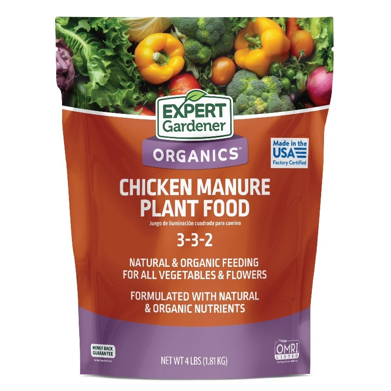 (2 pack) Expert Gardener Organics Chicken Manure All-Natural Plant Food, 4 lb