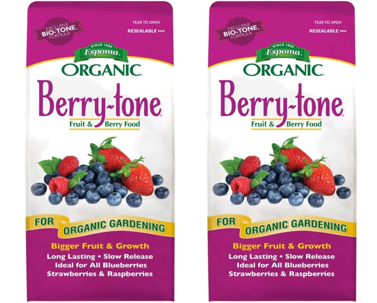Organic Berry-Tone 4-3-4 Fertilizer for All Berries, 4 lb Bag, Set of 2