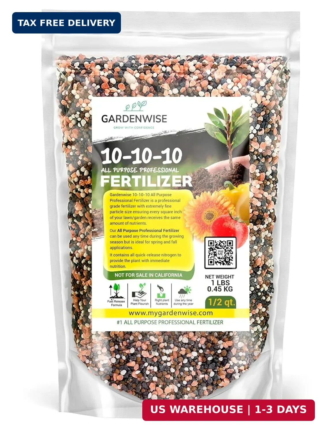 10-10-10 Slow Release Plant Fertilizer All Purpose Granular 1/2 Quart
