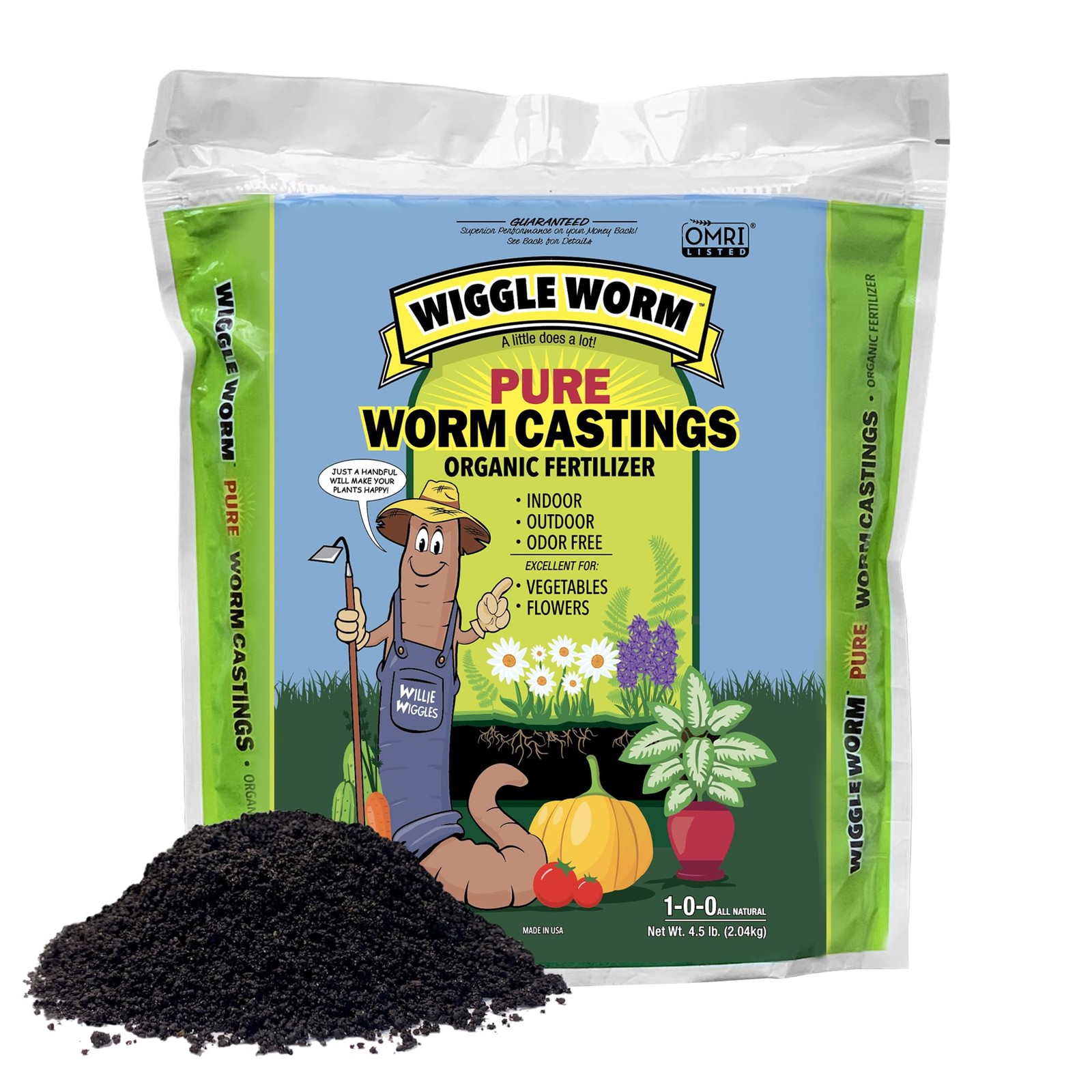 100% Pure Organic Mineral-Dense Worm Castings Fertilizer in Resealable Zipper…