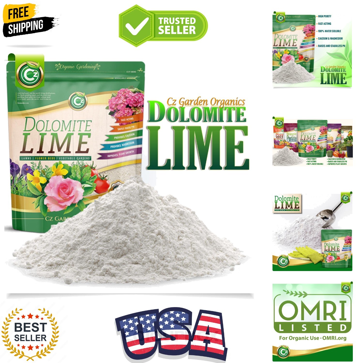 Organic Dolomite Lime 10LB – – OMRI Listed – Garden Soil Amendment Fertilize…
