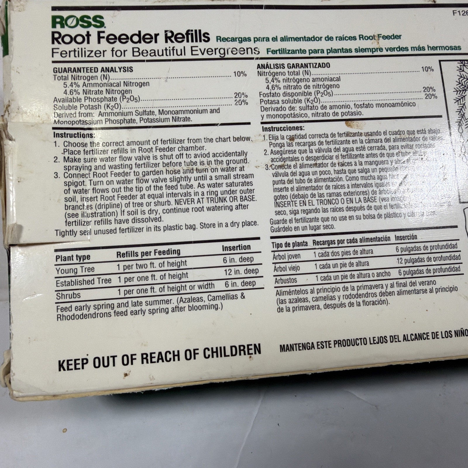 Ross Root Feeder Refills 10-20-20 Box 54 Units Evergreens 2 lb Acid Loving READ