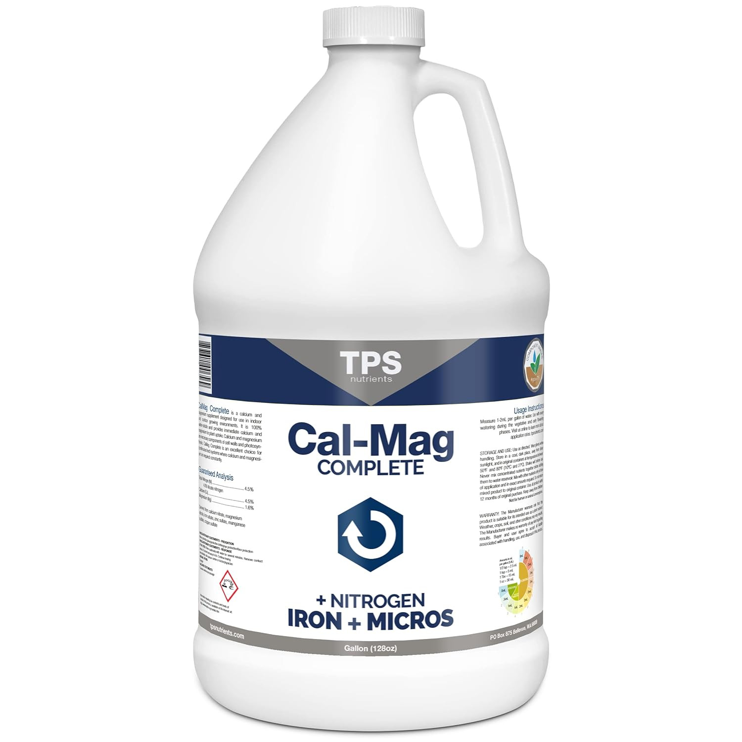 TPS Nutrients Cal-Mag Complete, Calcium Magnesium Iron Micronutrients Fertilizer