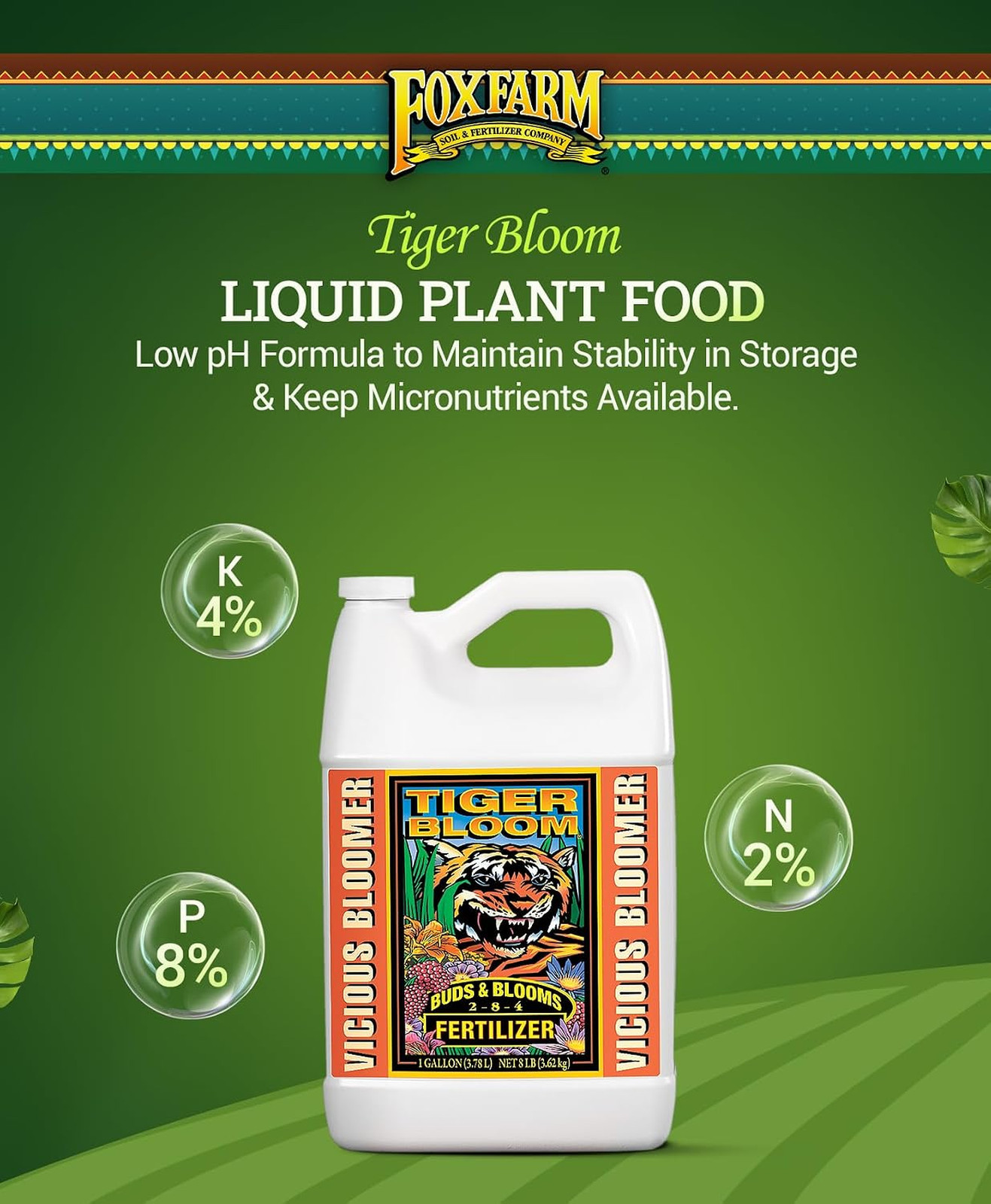 Liquid Plant Food Fertilizer 2-8-4 for Buds Blooms Flowers Supports Soil