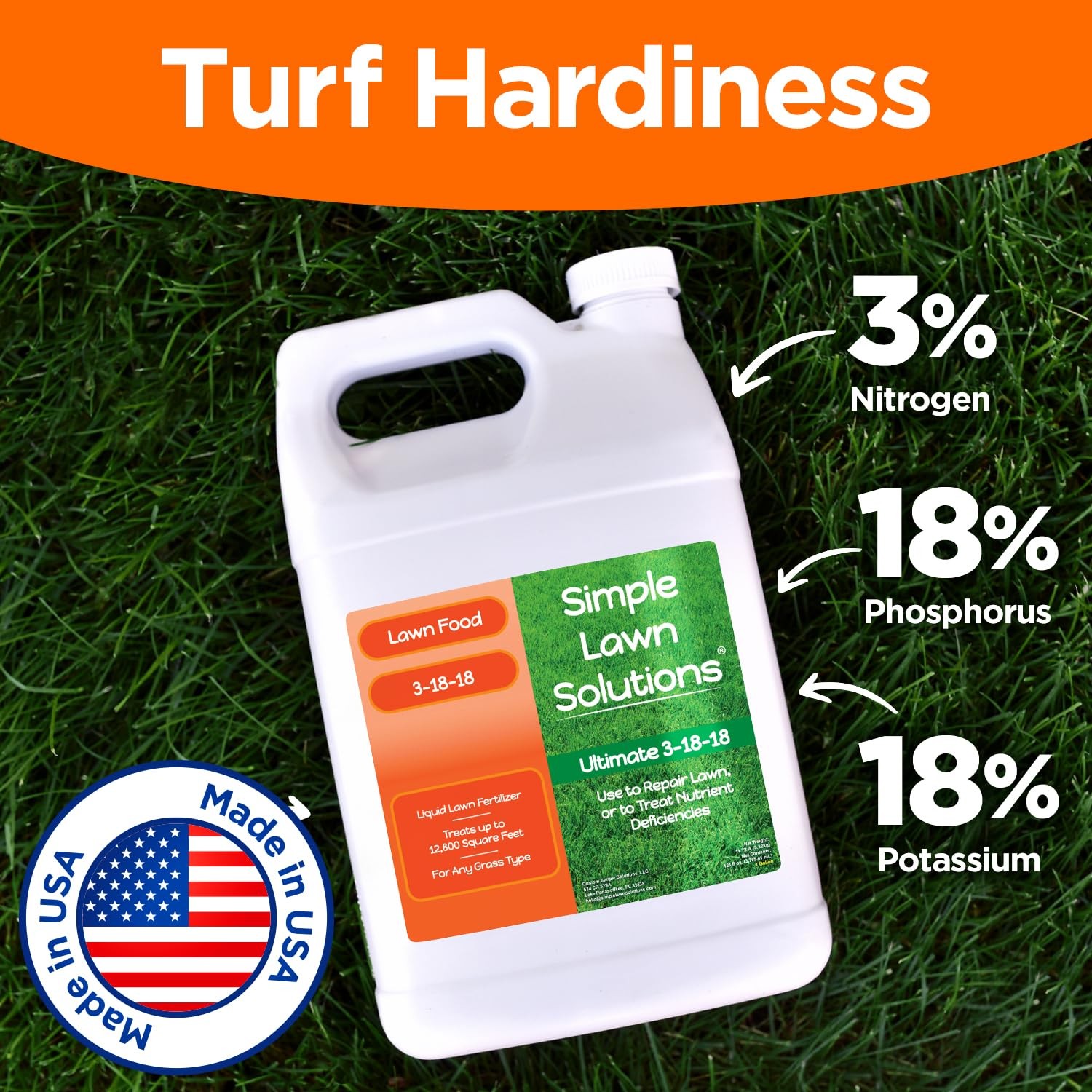 Ultimate 3-18-18 Lawn Food Liquid Fertilizer- Easy to Use Concentrated Spray-