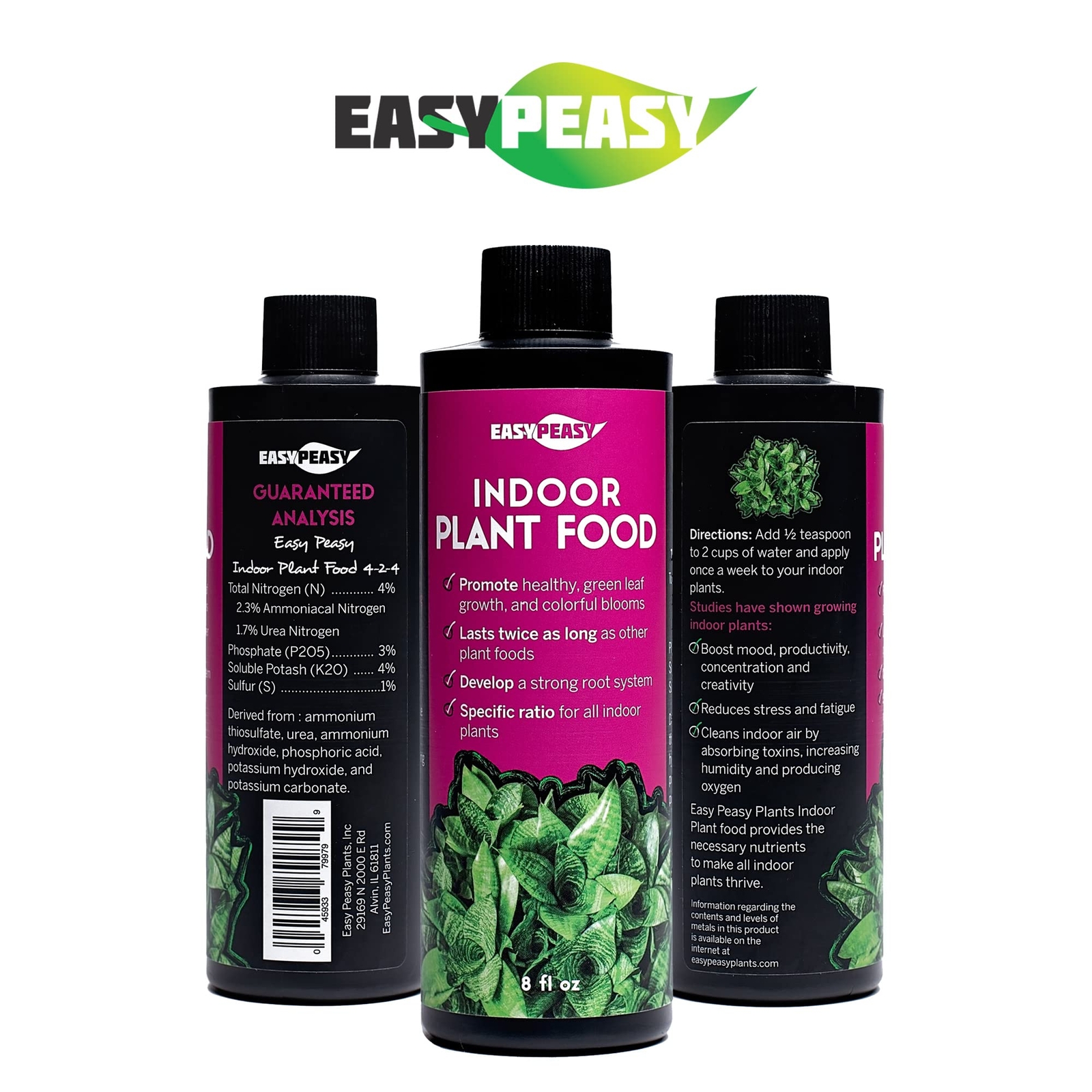 Liquid Plant Food 4-3-4 for Indoor Potted Plants Easy-to-Use Fertilizer