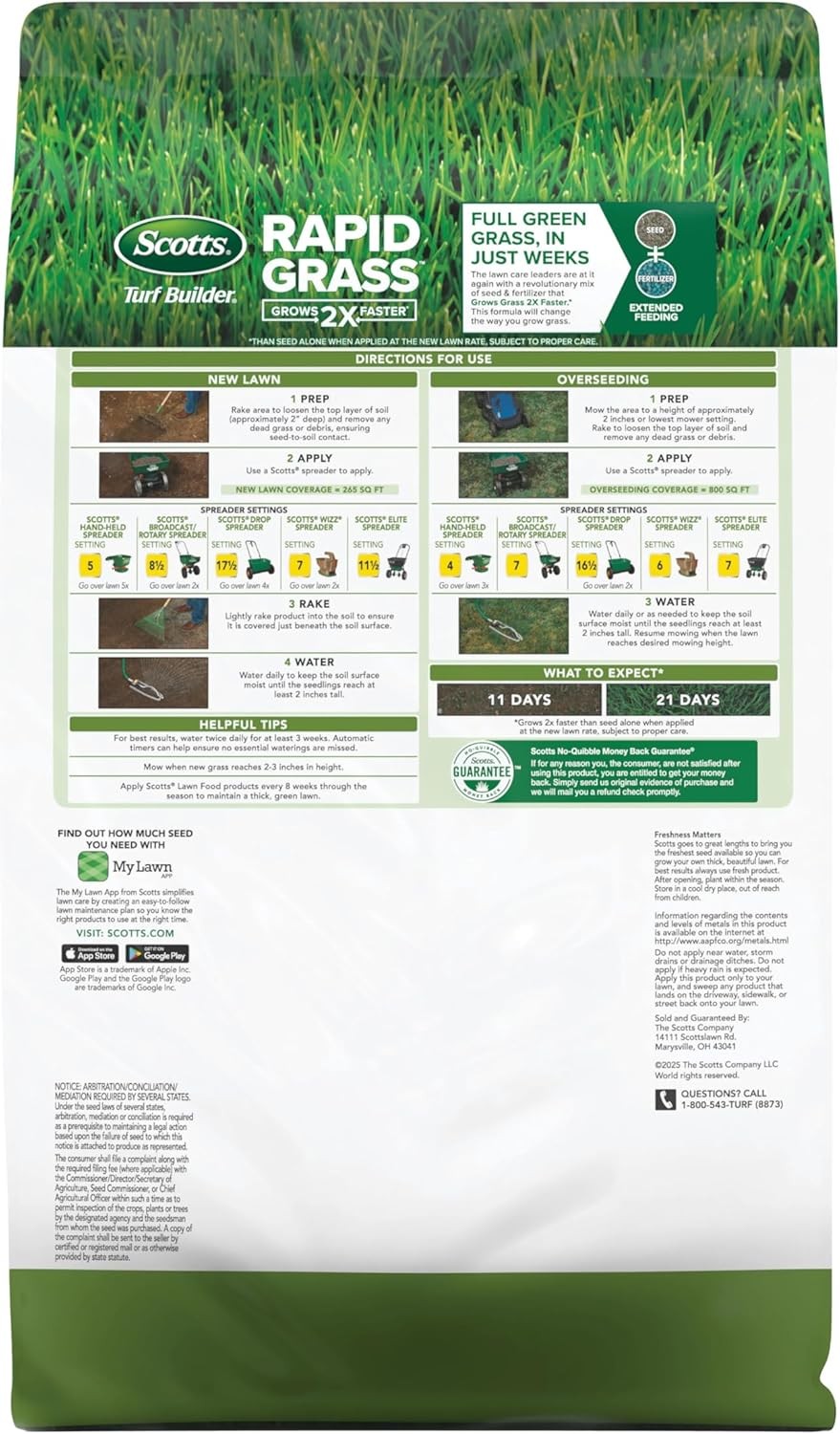 Scotts Turf Builder Rapid Grass Tall Fescue Mix Seed Fertilizer