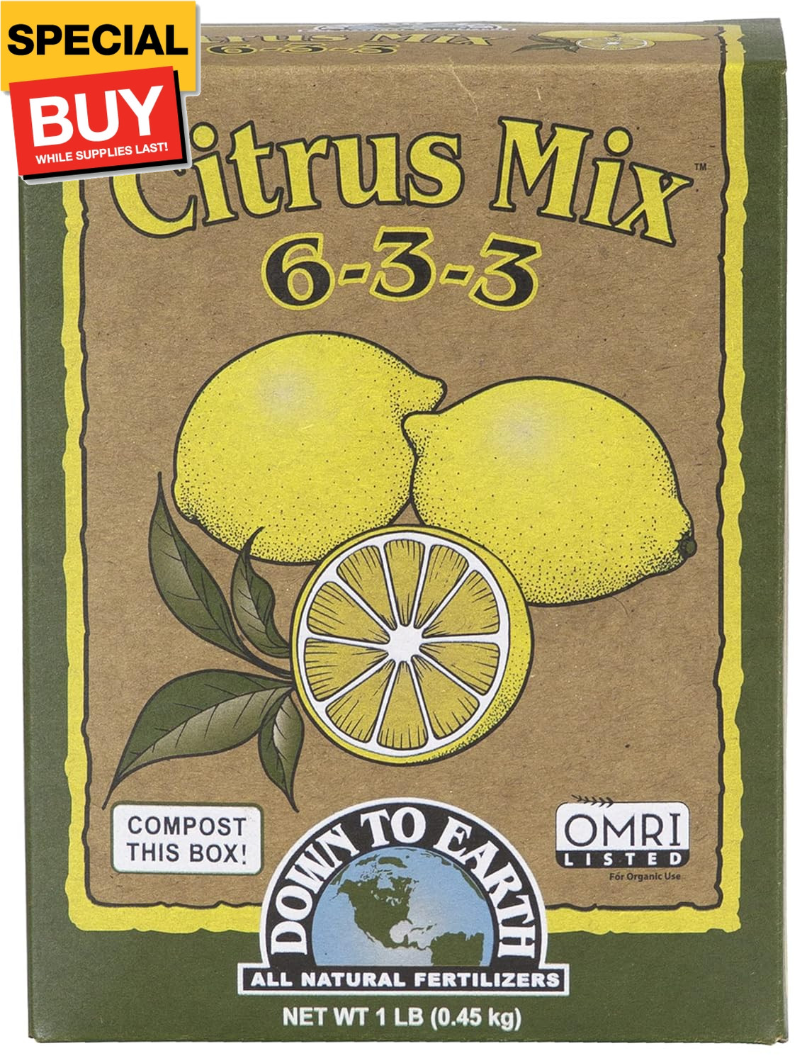 Down to Earth Organic Citrus Fertilizer Mix 6-3-3, 1 lb