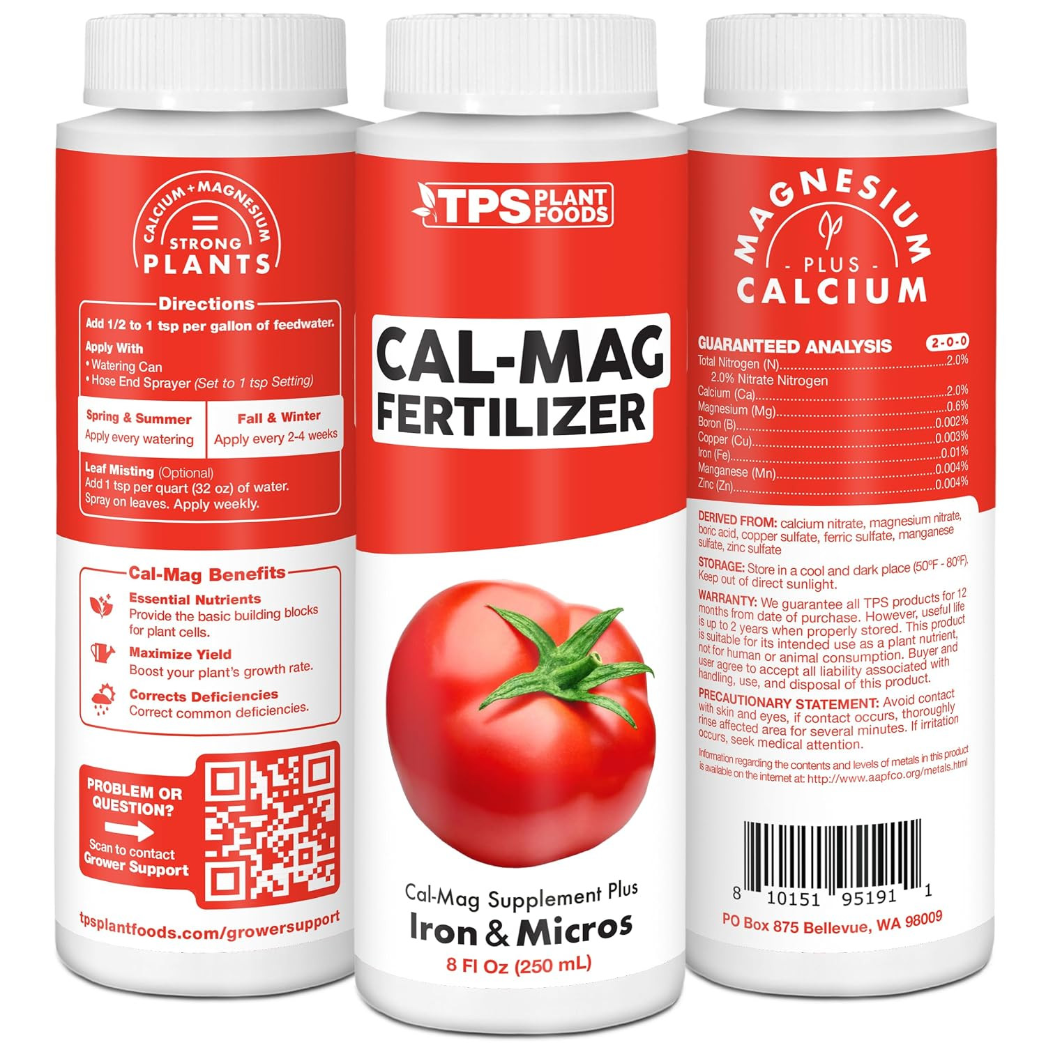 Cal-Mag for Plants Plus Iron and Micros Calcium and Magnesium Prevent Common D