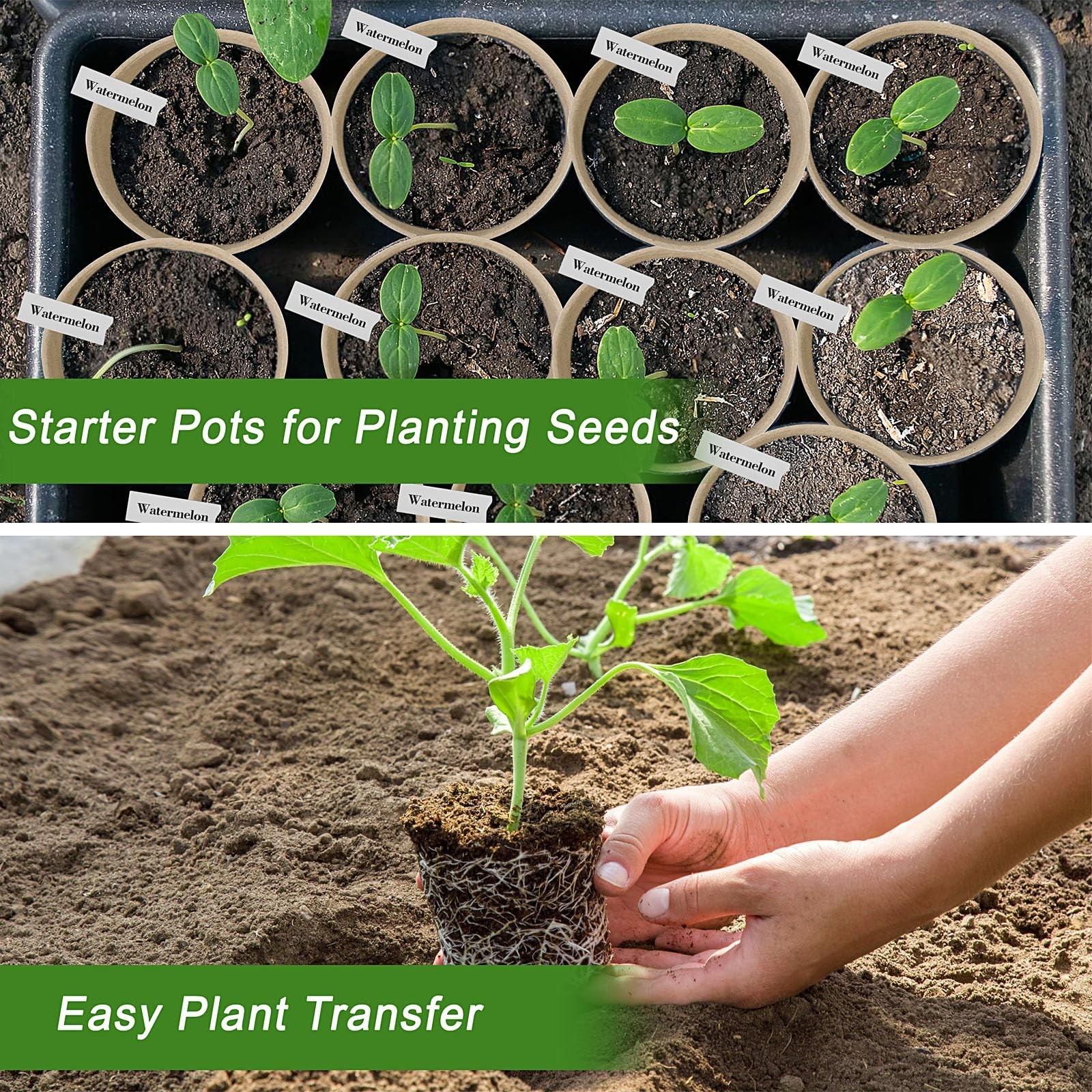 Peat Pots, 60 Pack Plant Starter Round Nursery Pot with Drainage Holes, Garde…