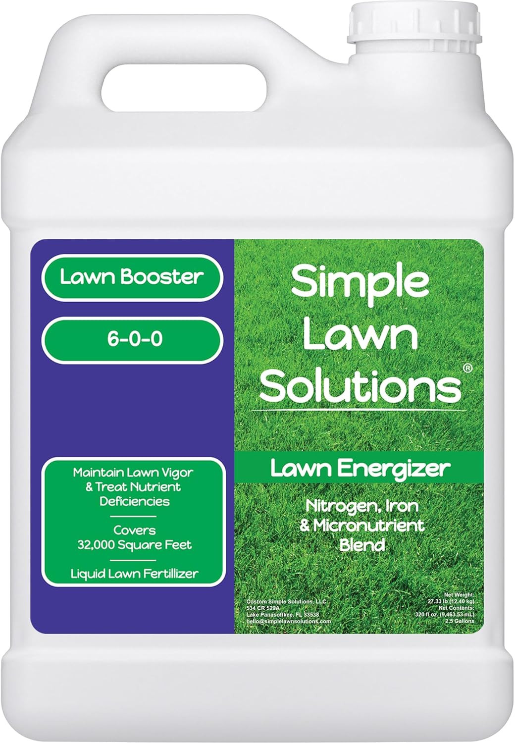 Commercial Grade Lawn Energizer- Grass Micronutrient Booster with Iron and Nitro