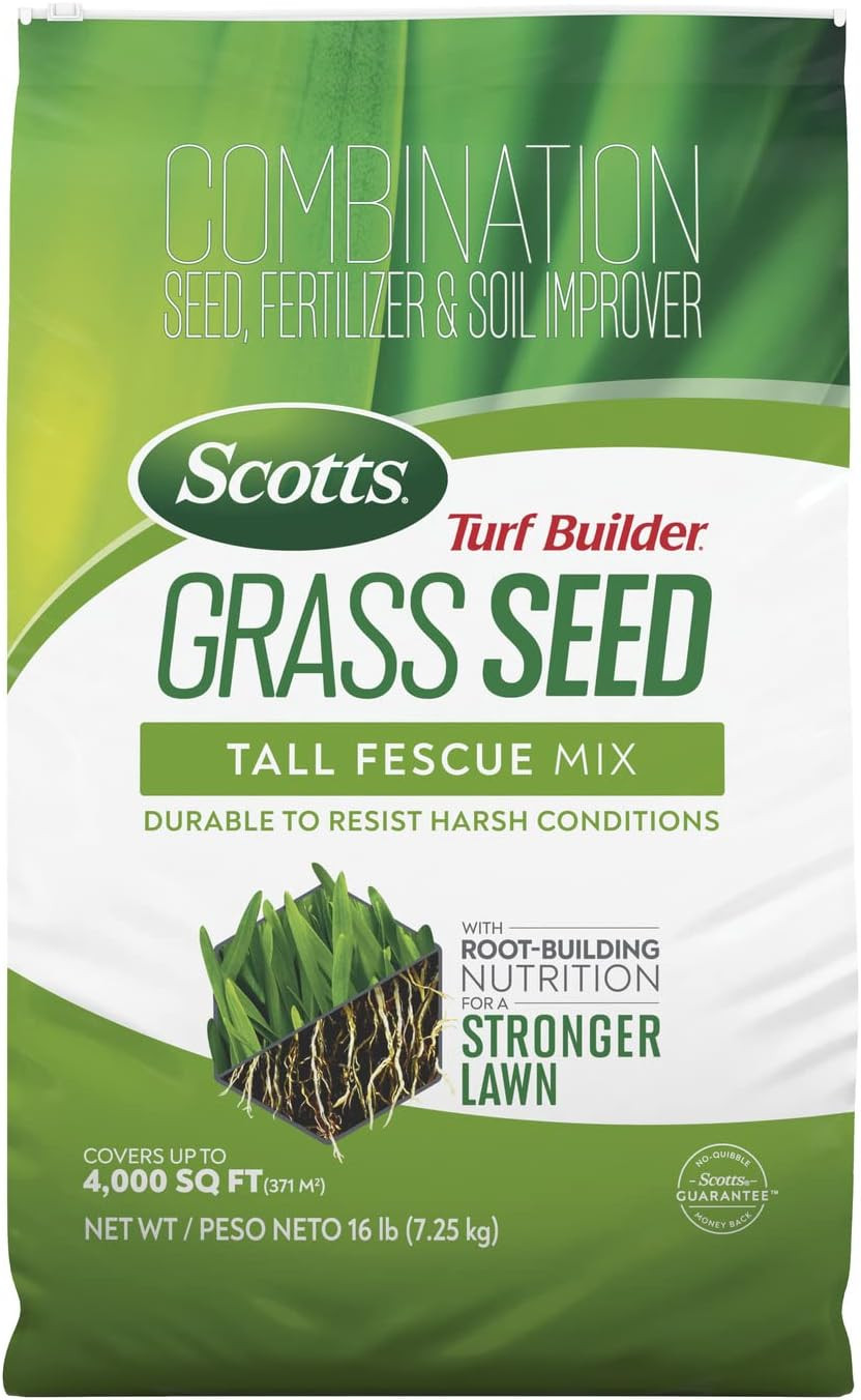 Scotts Turf Builder Grass Seed Tall Fescue Mix, 16 Lbs. | Durable to Resist Hars
