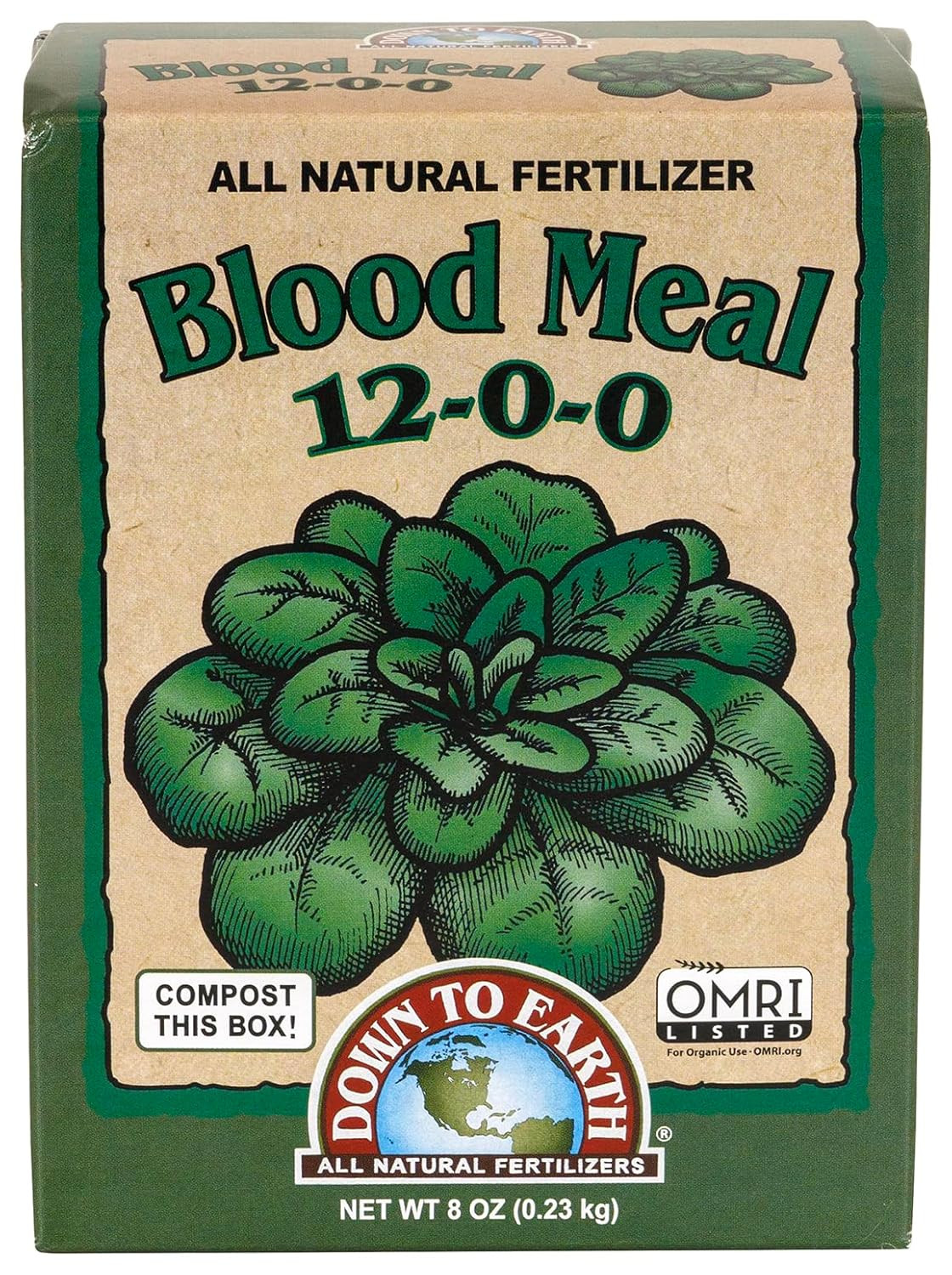 Organic Blood Meal – High Nitrogen Plant Food for Green Growth 12-0-0, 0.5 Lb