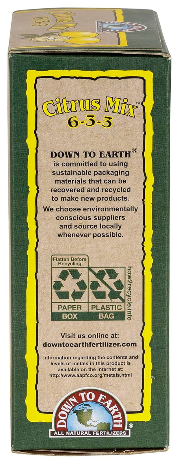 Down to Earth Organic Citrus Fertilizer Mix 6-3-3, 1 Lb