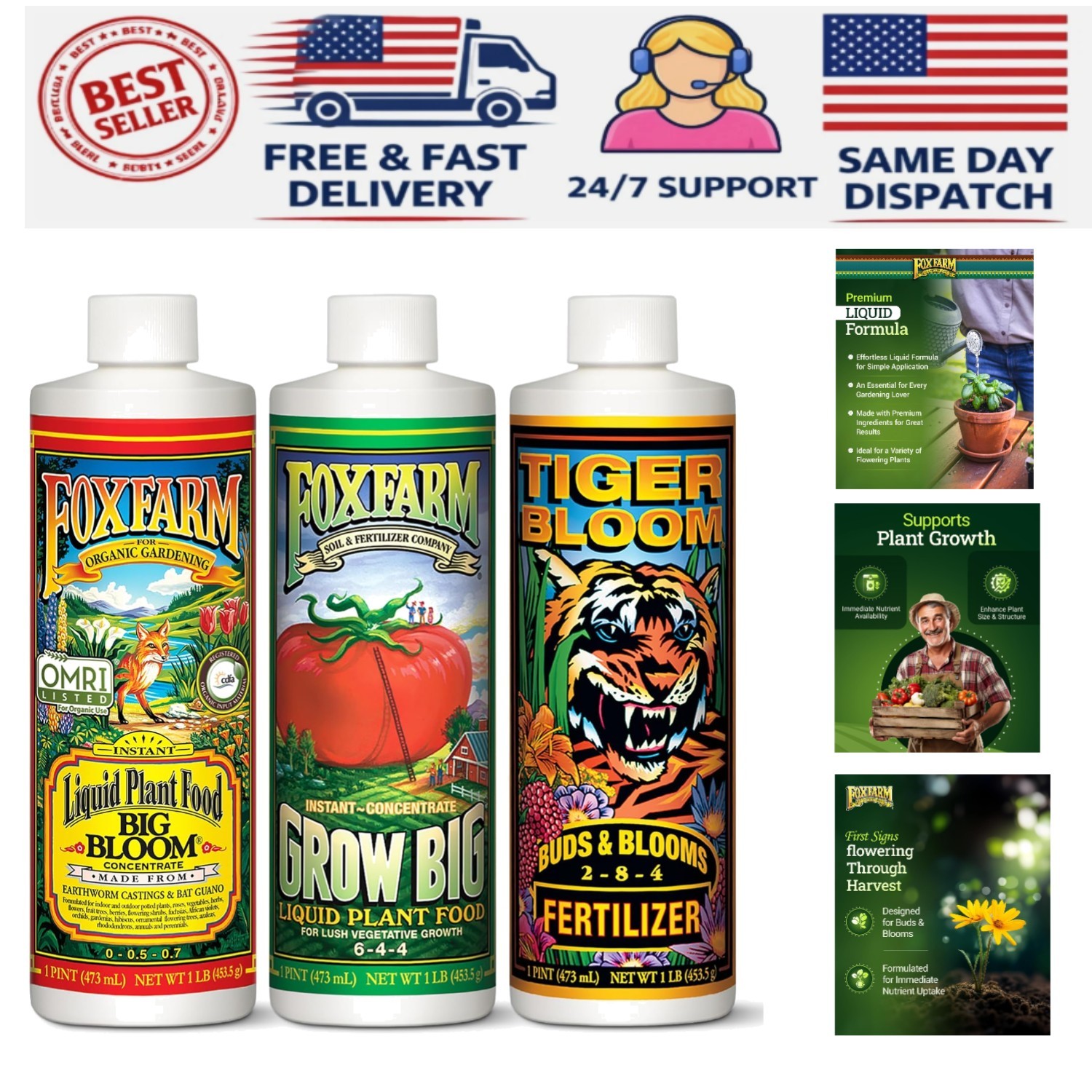 48 Oz Plant Power Trio: Big Bloom, Grow Big & Tiger Bloom for Abundant Harvests