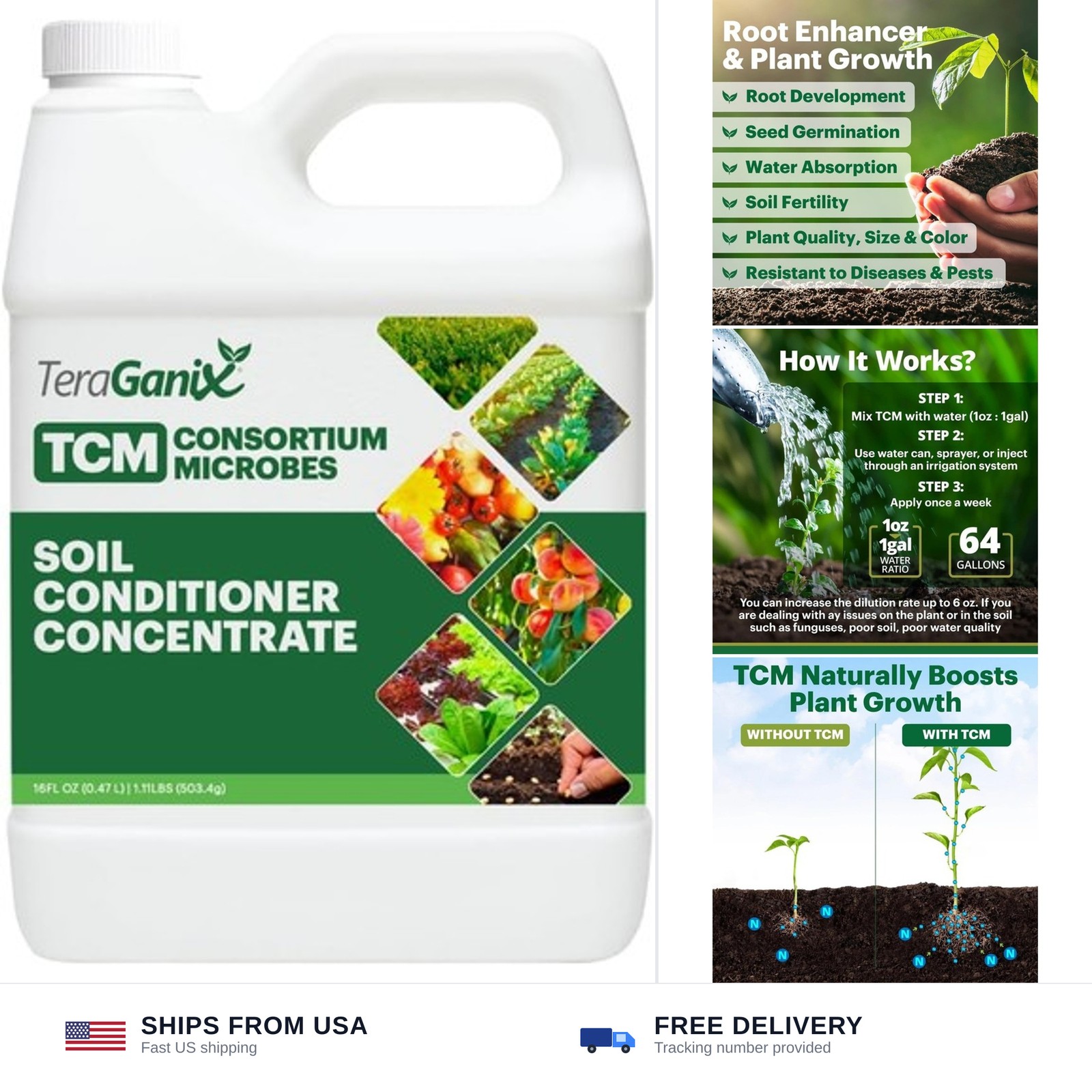 TeraGanix TCM Soil Conditioner (1 Btl = 16 Gal), Microbial Inoculant Concentr…