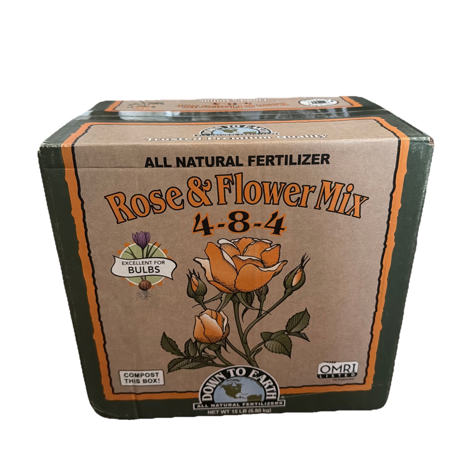 Down To Earth Organic Rose & Flower 4-8-4 All-Natural Fertilizer Mix, 15 lbs