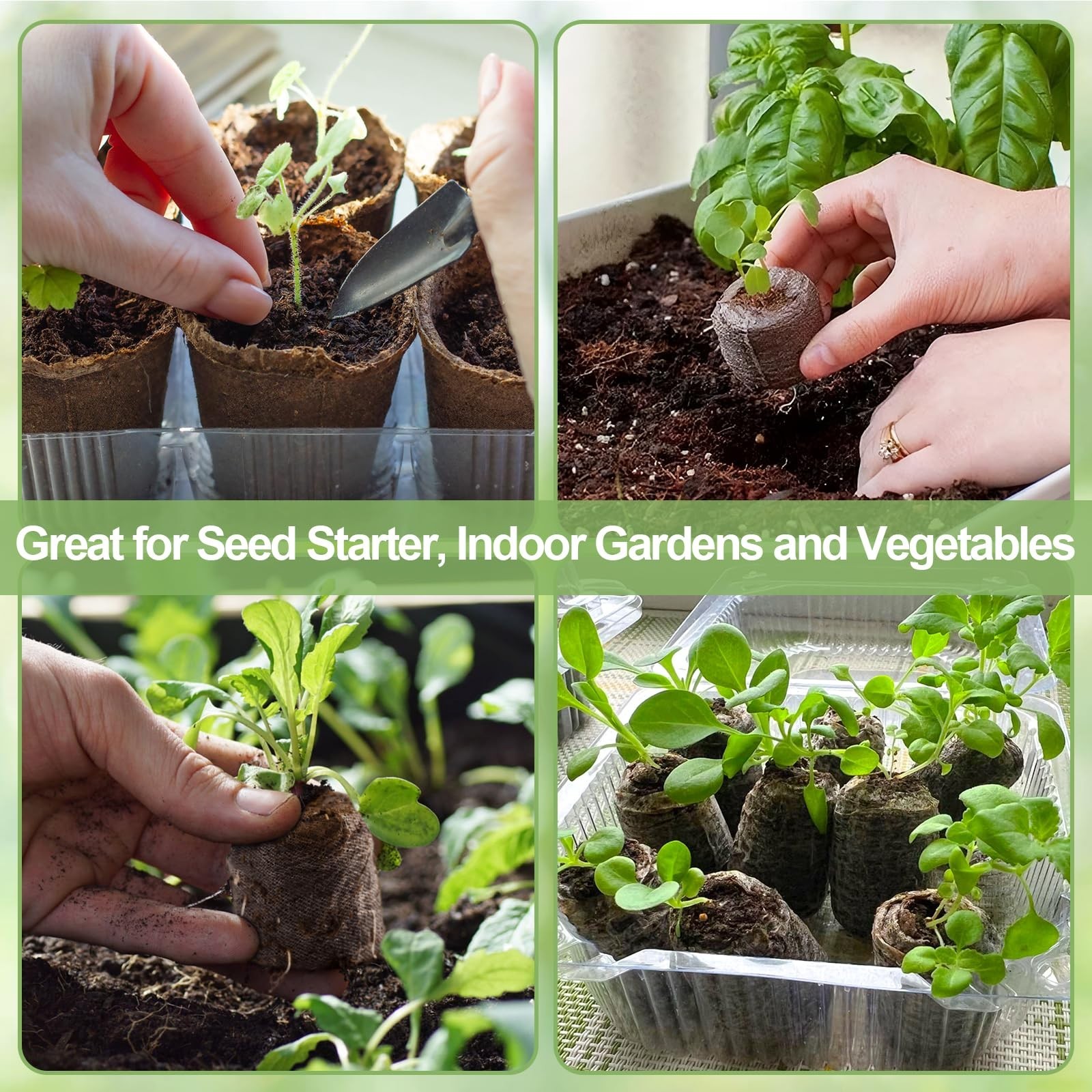 50 Pcs Seed Starter Peat Pellets Pods – Compressed Soil Plugs for Seedlings, Her