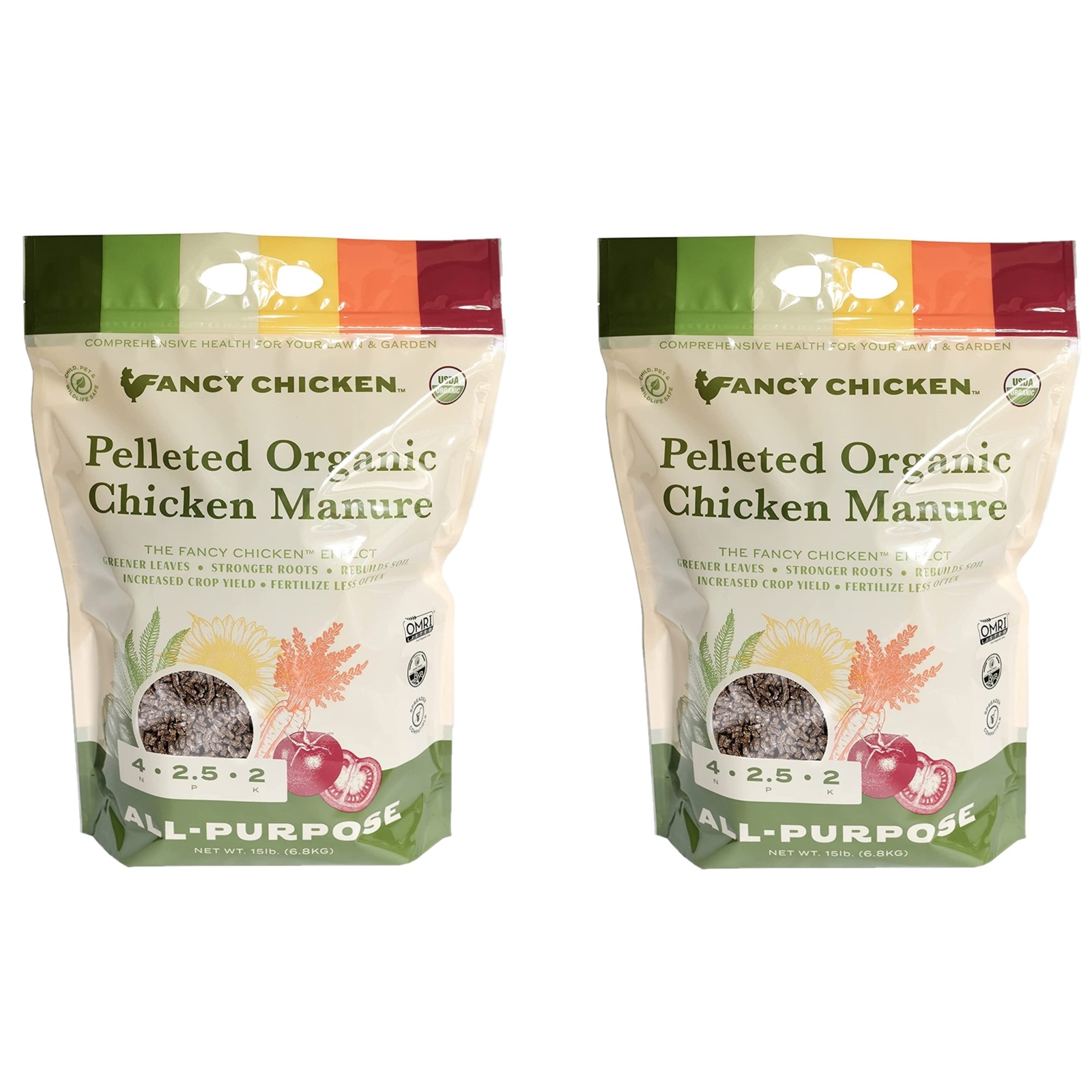 Fancy Chicken All-Purpose Pelleted Manure Plant Food, 15lbs (Pack of 2)
