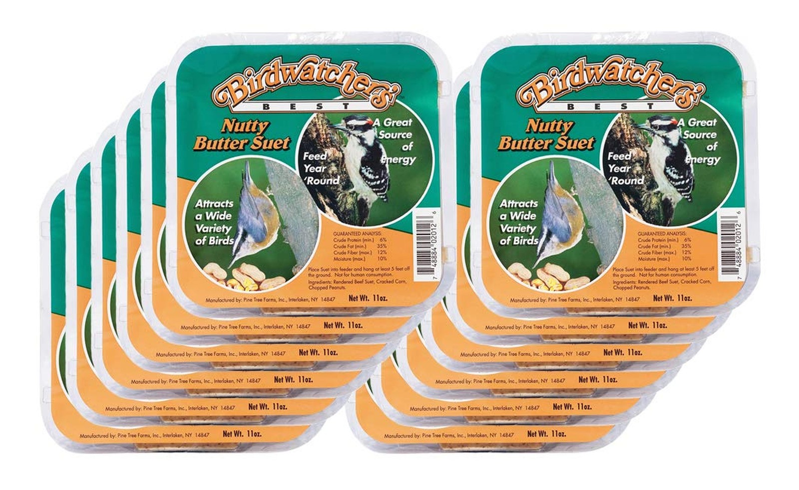 Pine Tree Farms Nutty Butter Suet, Suet Carry Case, 12 Packages, 11.75 Ounce …