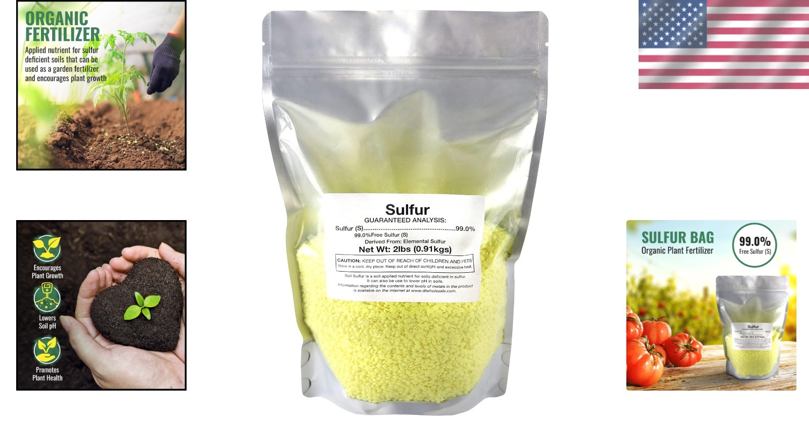 Sulfur Bag 2lb Organic Plant Fertilizer, Garden Pl