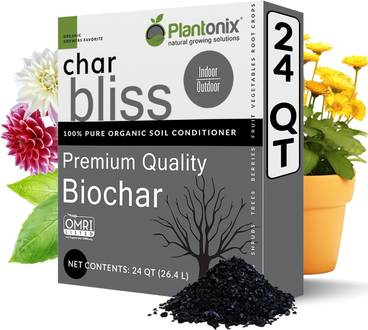 Char Bliss (24 Qts) – Organic Biochar for Plants – Omri-Listed Biochar Soil Amen