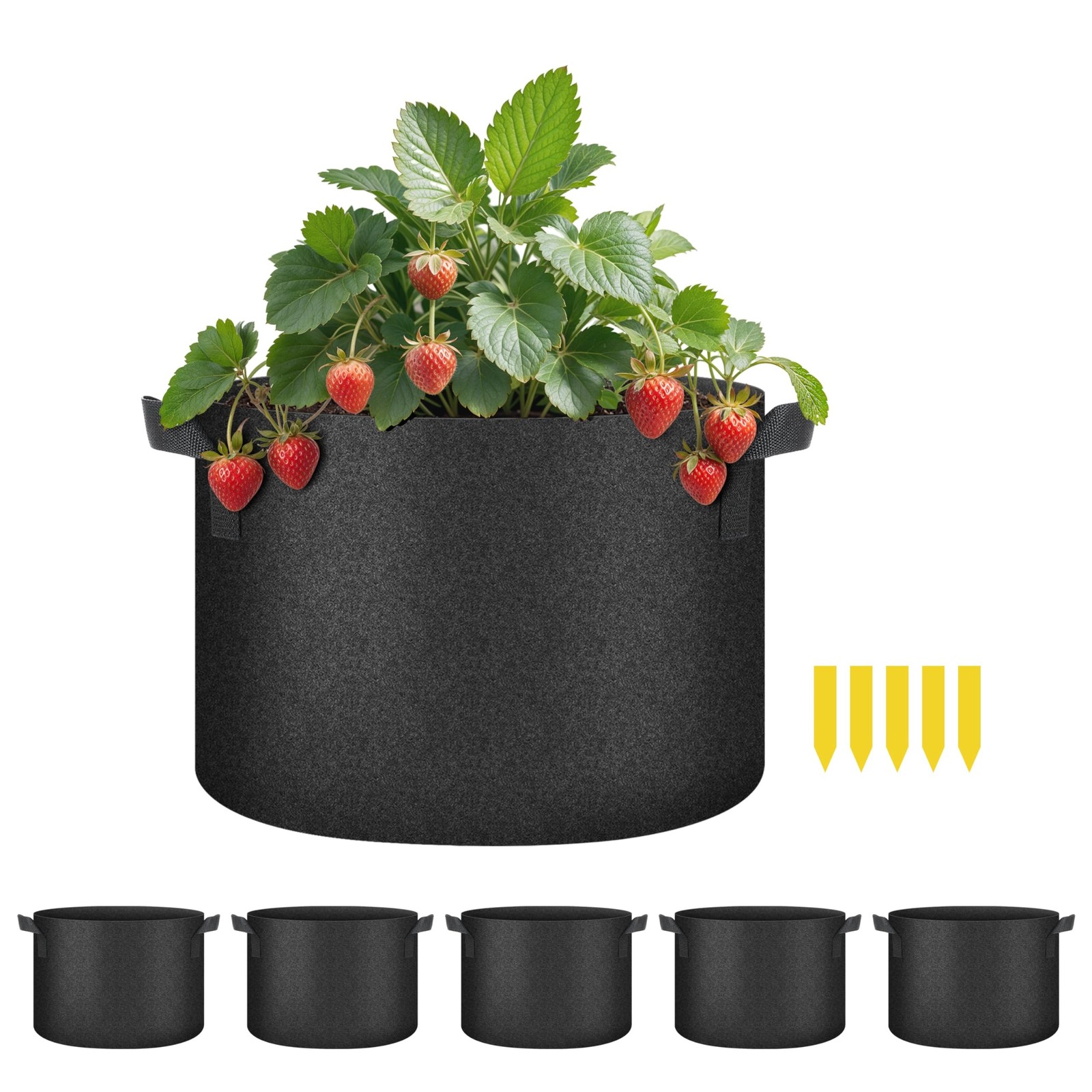 HealSmart Plant Grow Bags 10 Gallon, Tomoato Planter Pots 5-Pack with Handles…