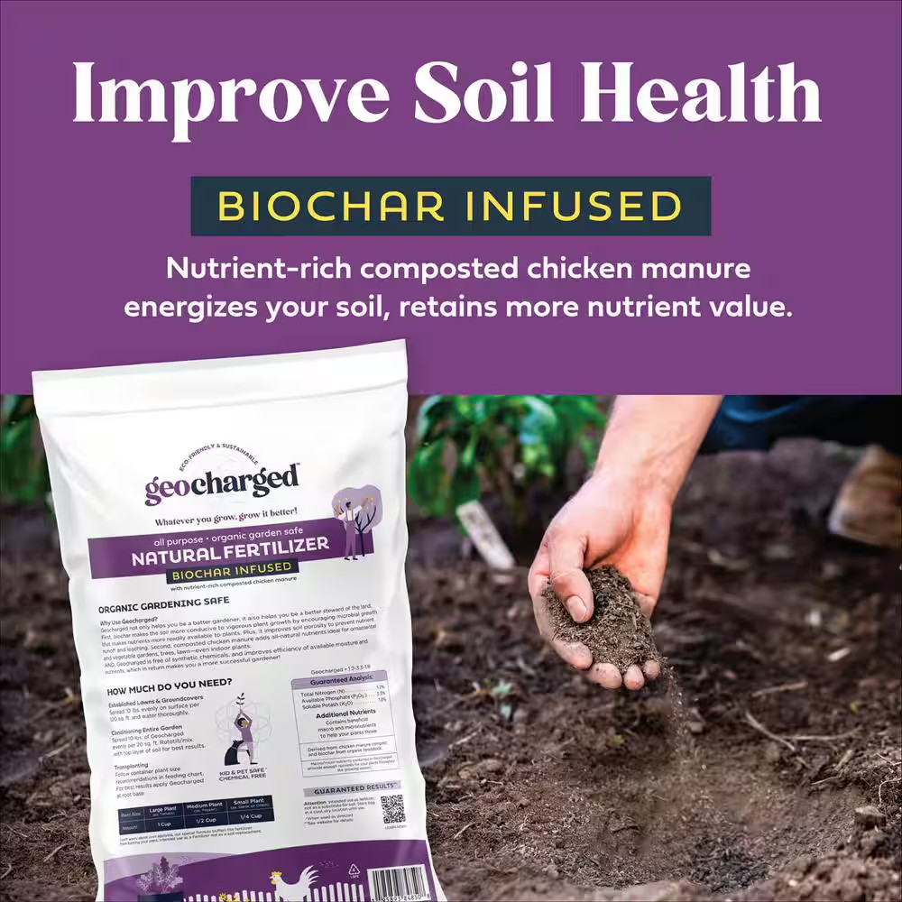 Organic Fertilizer Biochar plus Chicken Manure Indoor Outdoor, Kid and Pet Safe,