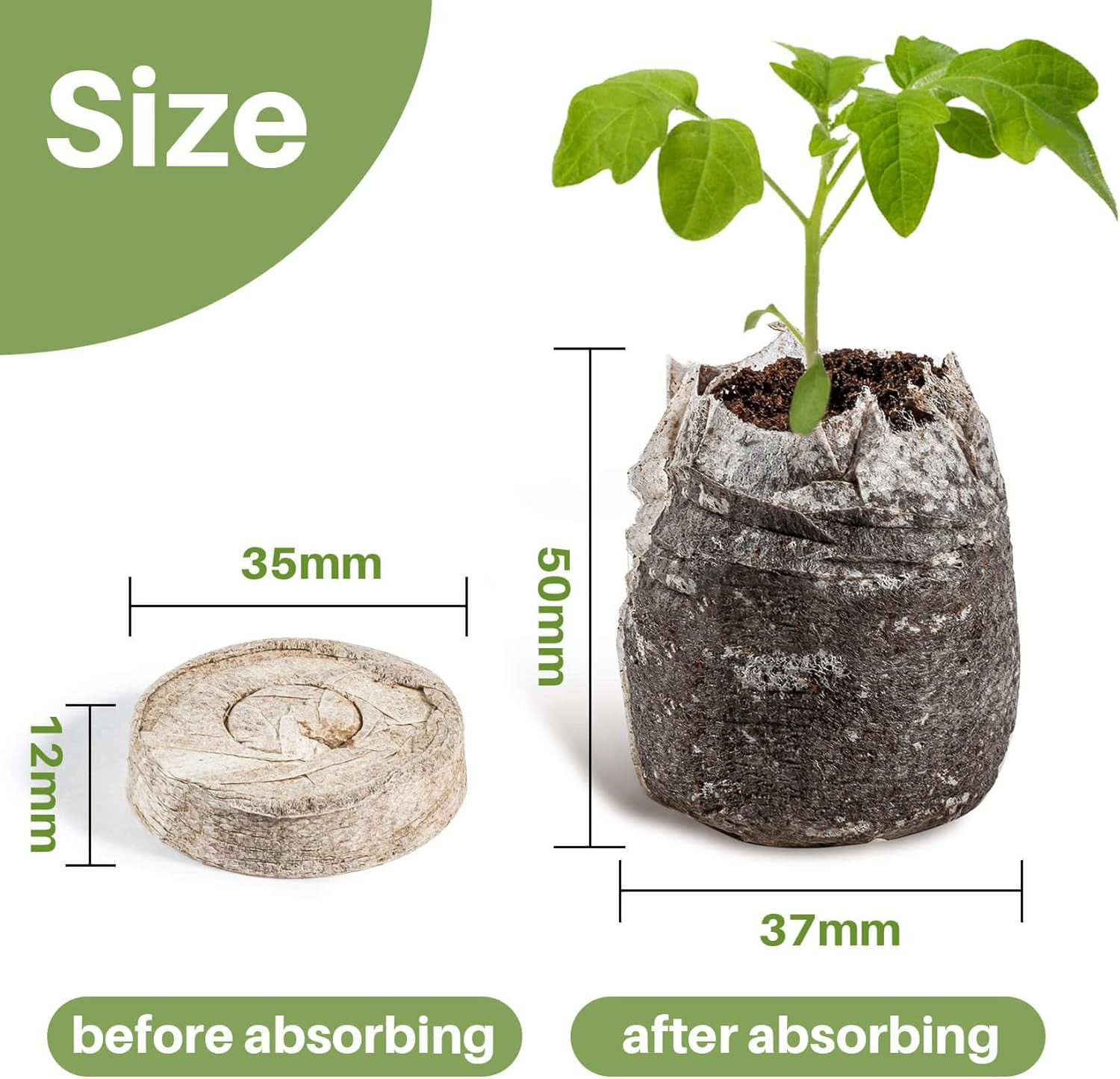 50PCS Peat Pellets for Seedlings – 35MM Seed Starter Pellets Peat Pods for Start