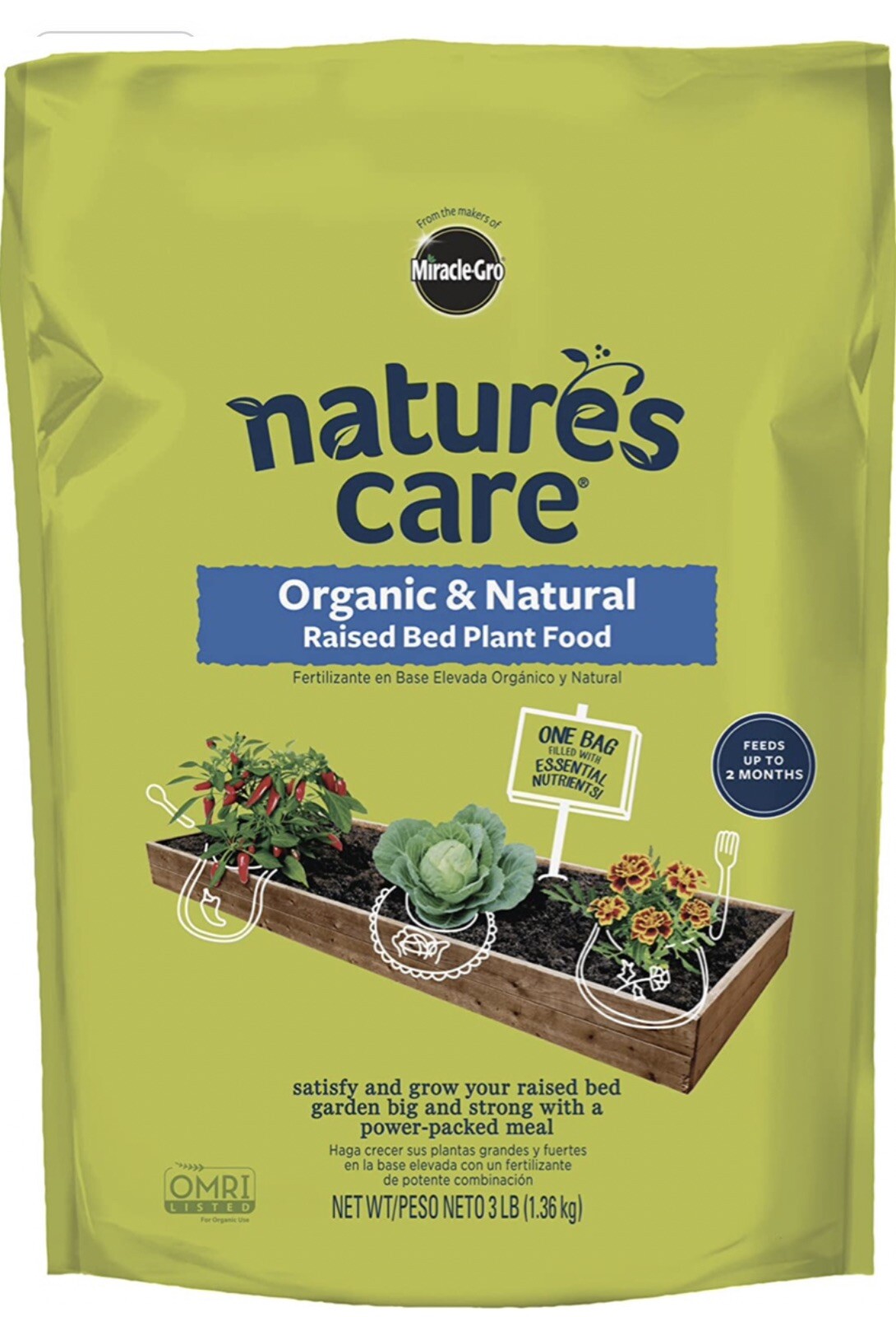 6x Miracle-Gro Nature’s Care Flower and Vegetable Food, 3 lb Bags, 18 lbs. Total