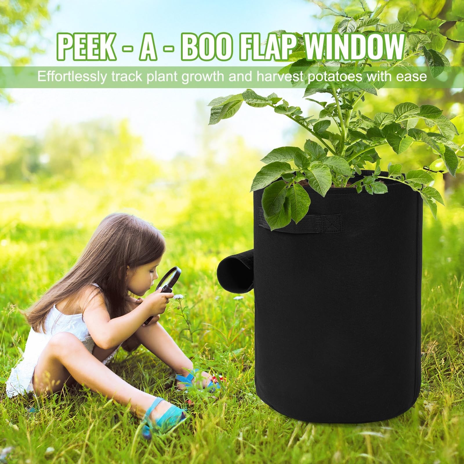 Backyard Expressions 10-Gallon Potato Grow Bags – Set of 4 Fabric Planter