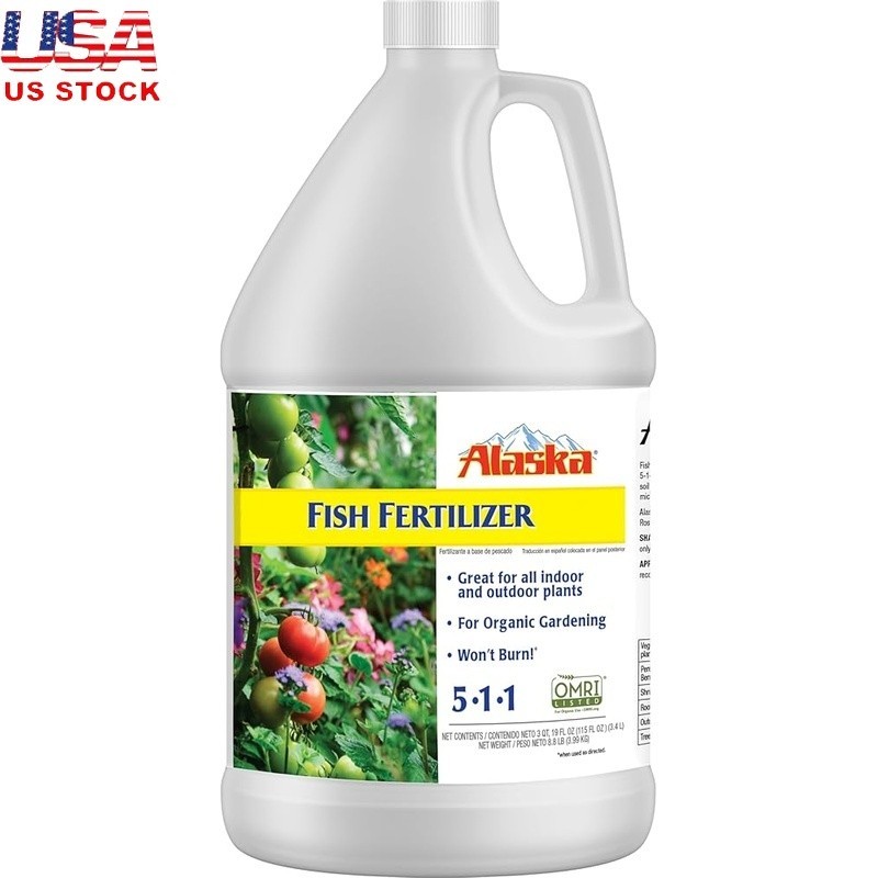 Organic Fish Emulsion Fertilizer 5-1-1 Liquid Indoor Outdoor Plants 115 Fl Oz US