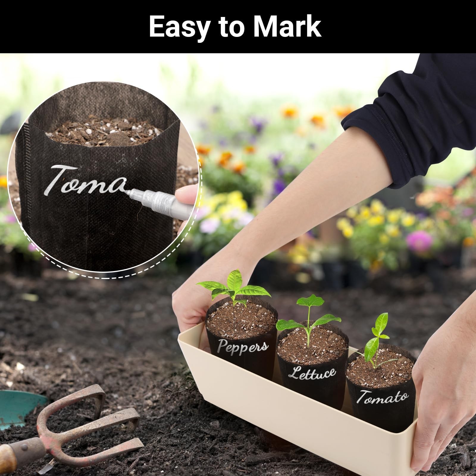 Black Plant Grow Bags for Plants Nursery, Pack of 200 5.5×5.9 Breathable Non-…