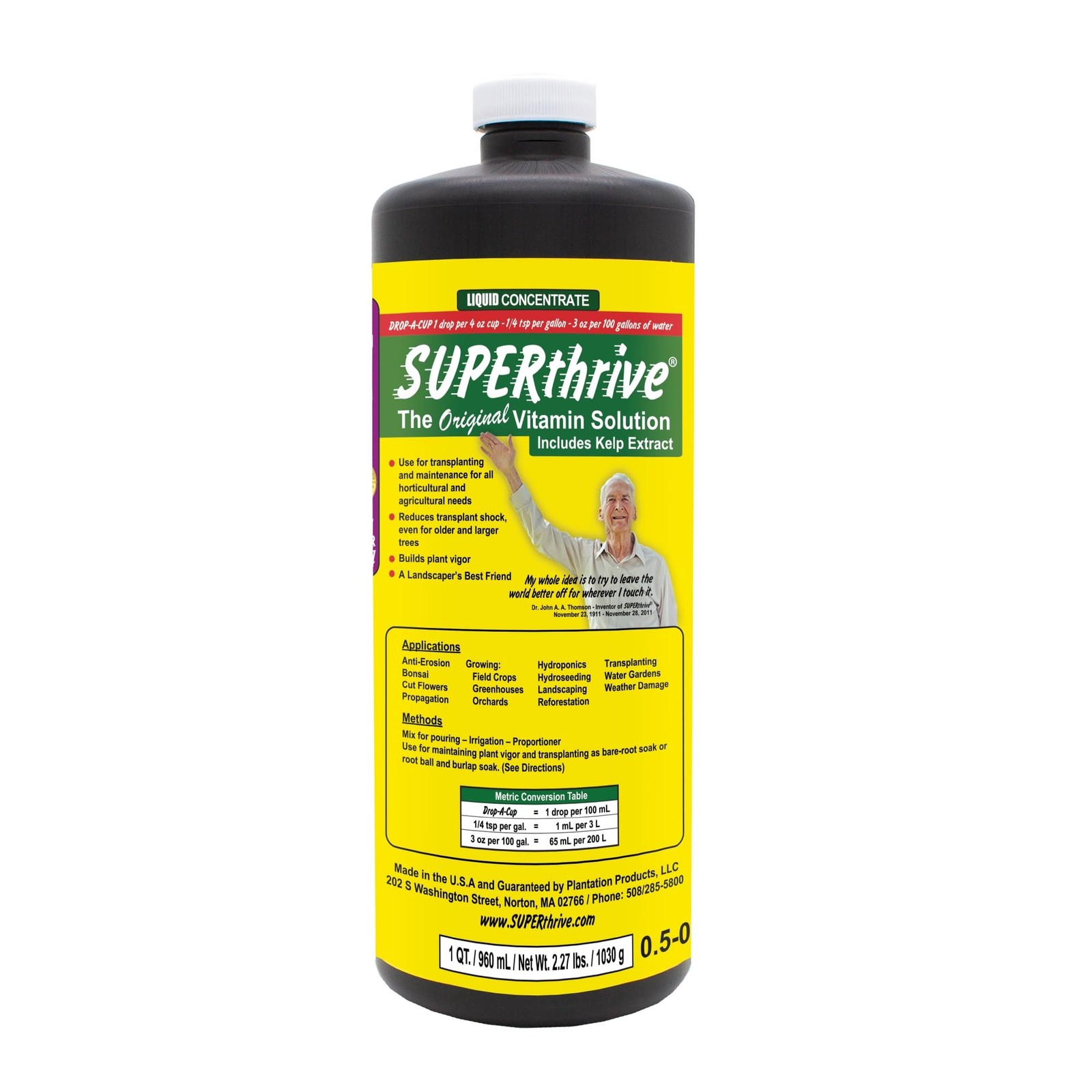 SUPERthrive VI30162 Plant Vitamin Solution, 1 Quart, Yellow
