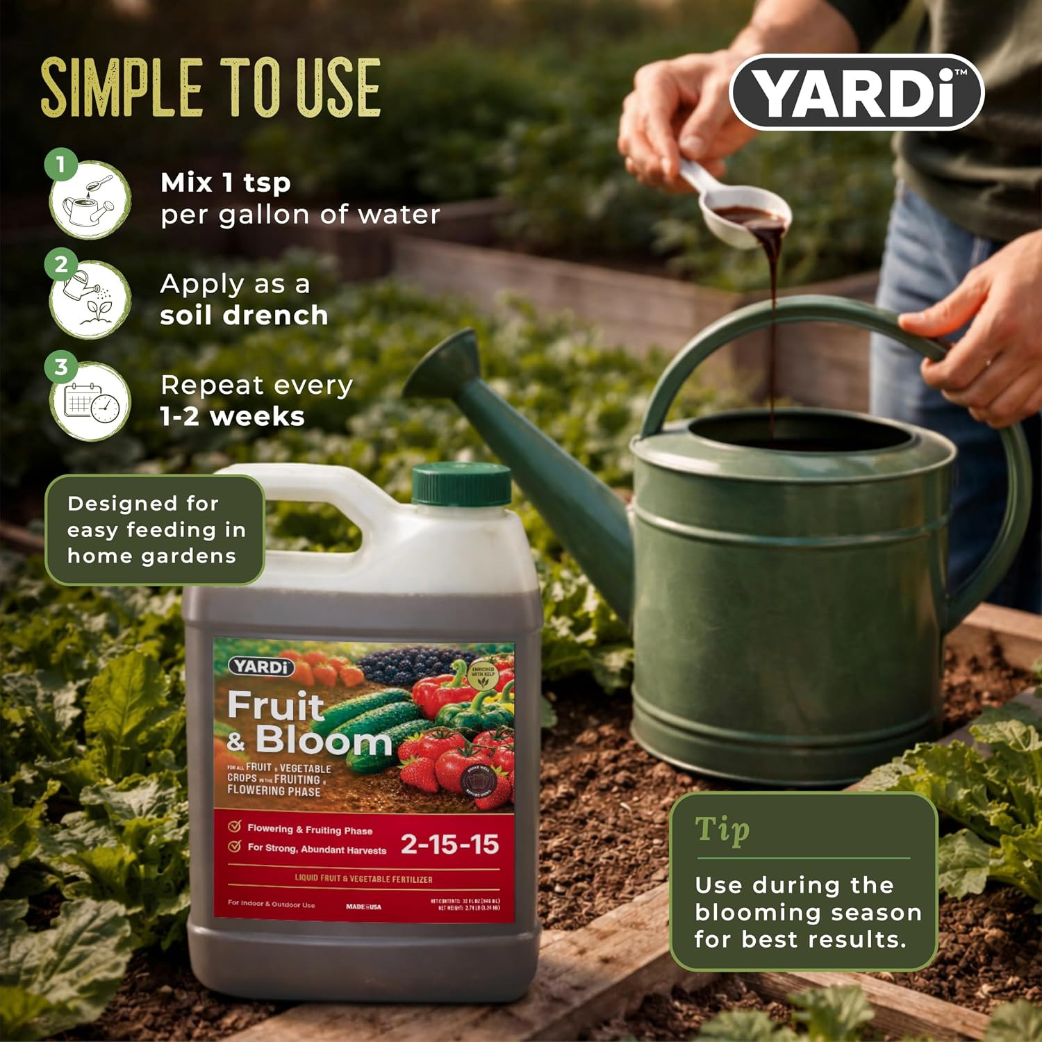 Fruit & Bloom Plant Food 1 Gallon Outdoor Fertilizer NPK 2-15-15 | YA-FB-1G