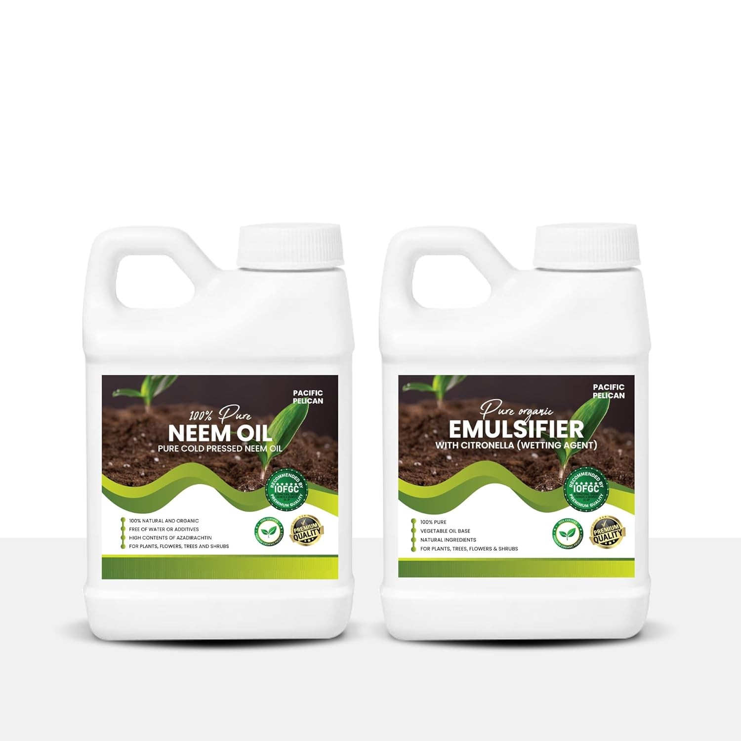 Pacific Pelican 100% Pure Neem Oil & Citronella Emulsifier Combo – Plant Care