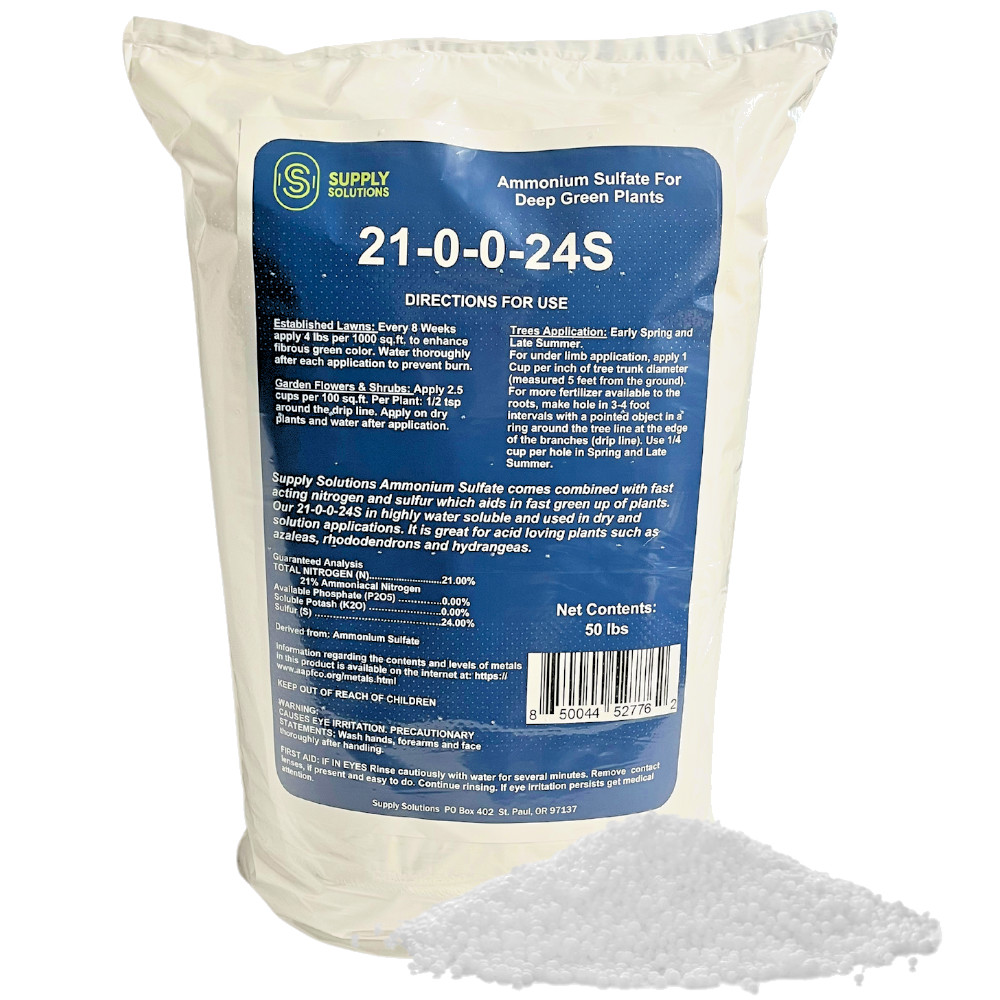 21-0-0-24S Ammonium Sulfate for Deep Green Plants and Soil Acidifier – 50 Lbs