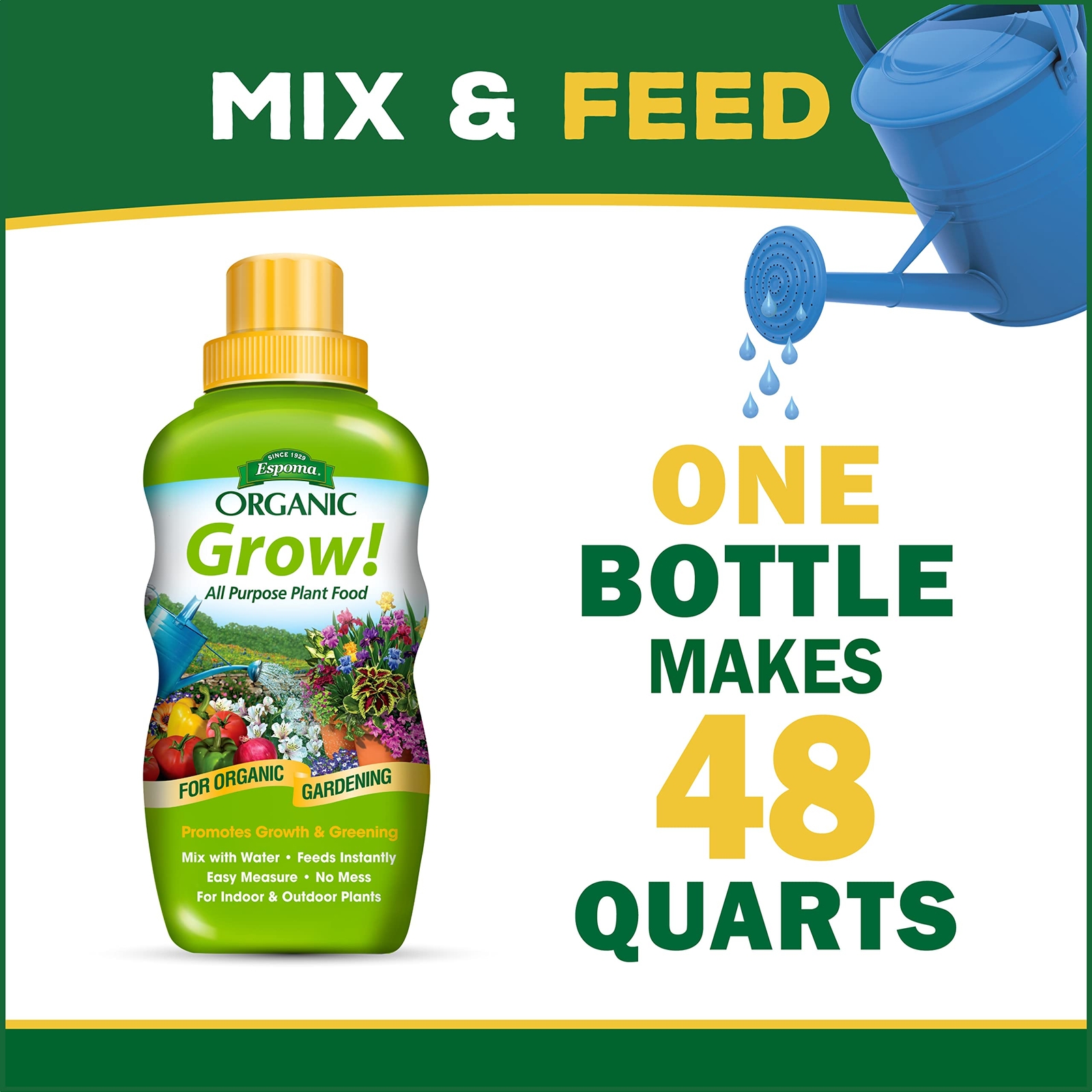 Espoma Organic Grow Fertilizer Liquid Concentrate for Indoor Outdoor Plants