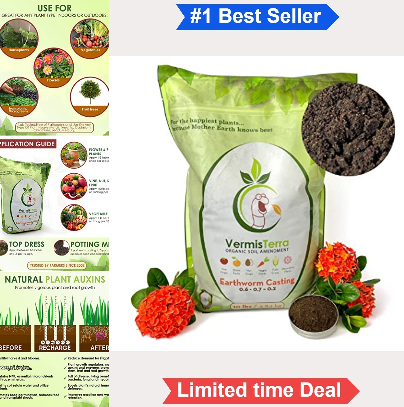 Earthworm Castings 10 LB Organic Soil Amendment Fertilizer Fine Granules