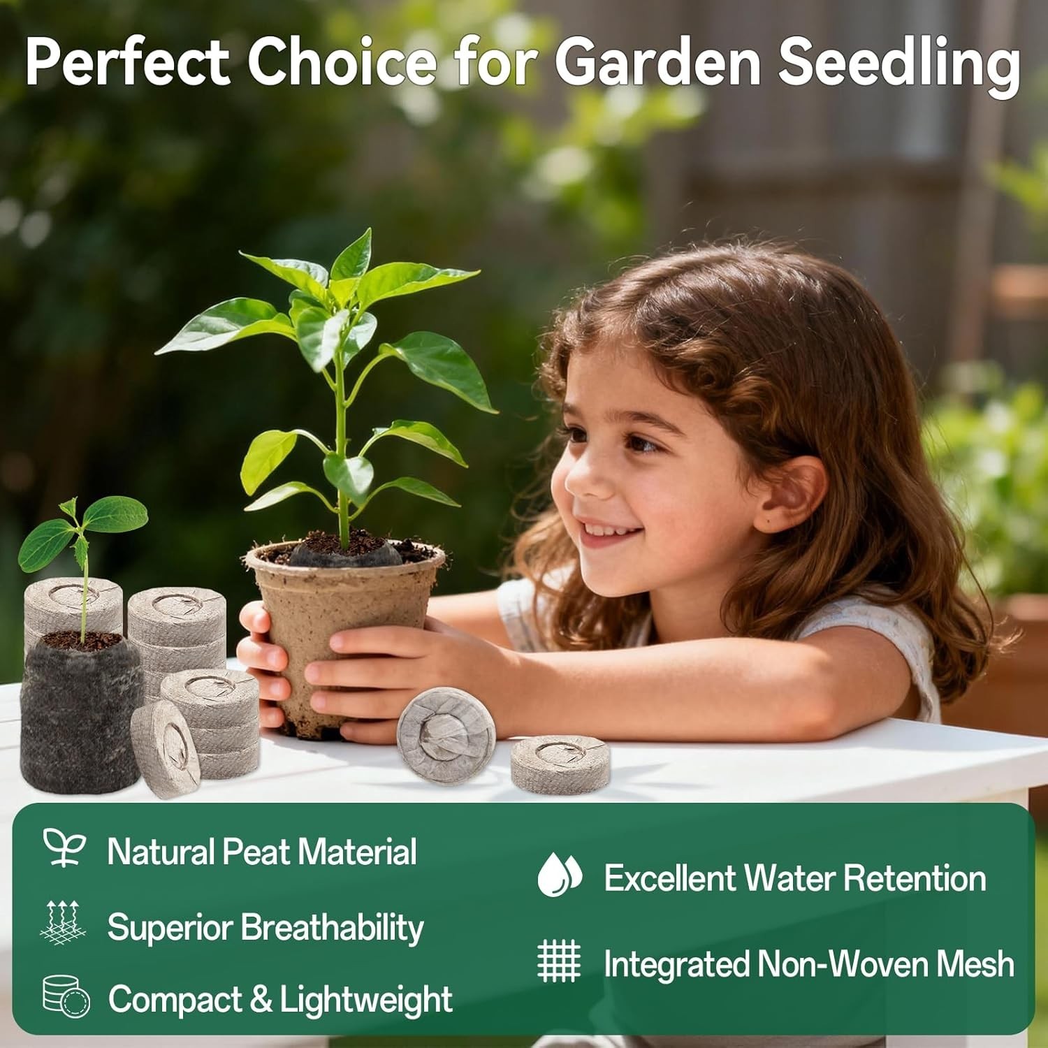 55PCS 30mm Peat Pellets Seed Starter Pods for Flowers Herbs Vegetables Plants