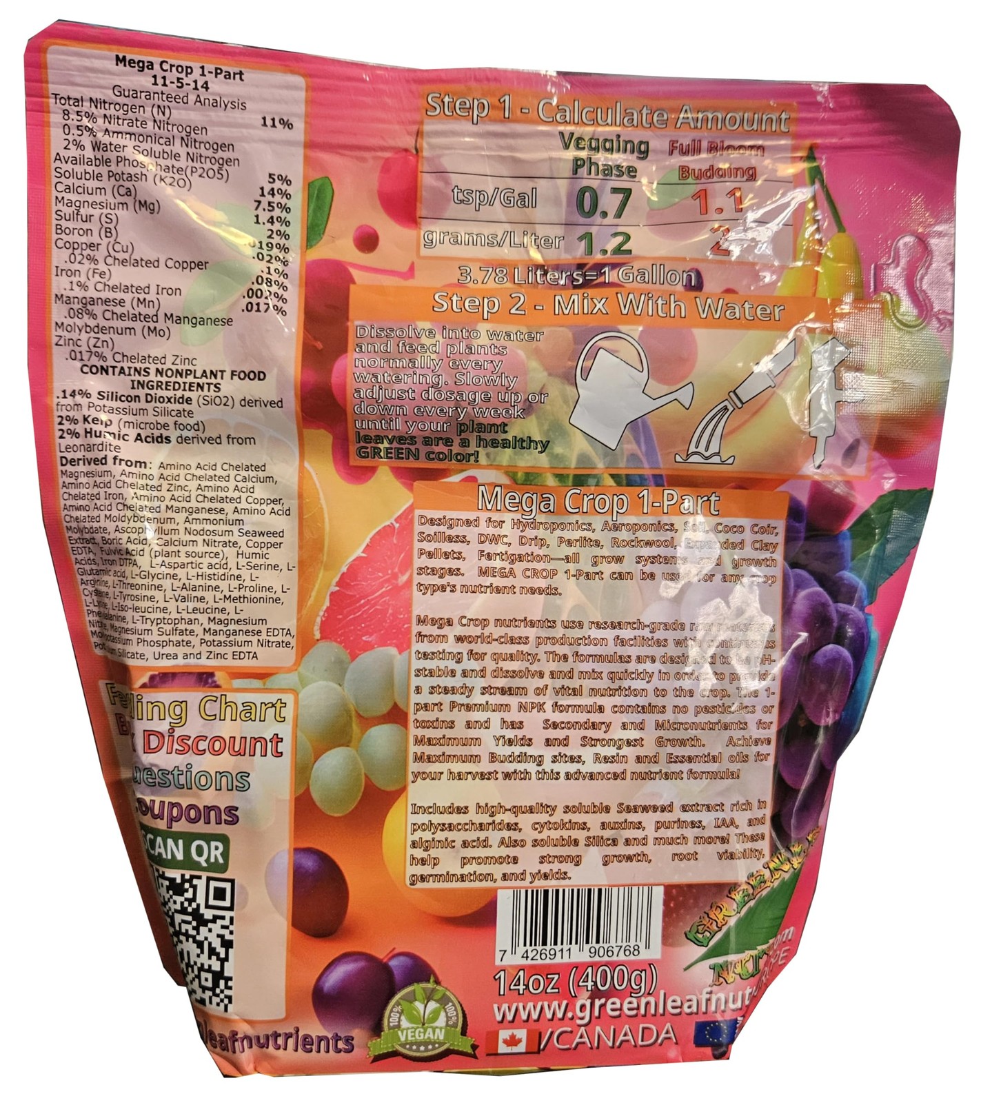 Mega Crop 1-Part Complete Base Nutrient – Hydroponic and Soil Fertilizer for …