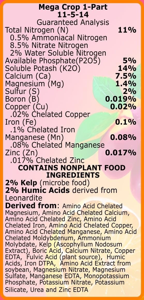 Mega Crop 1-Part Complete Base Nutrient – Hydroponic and Soil Fertilizer for …