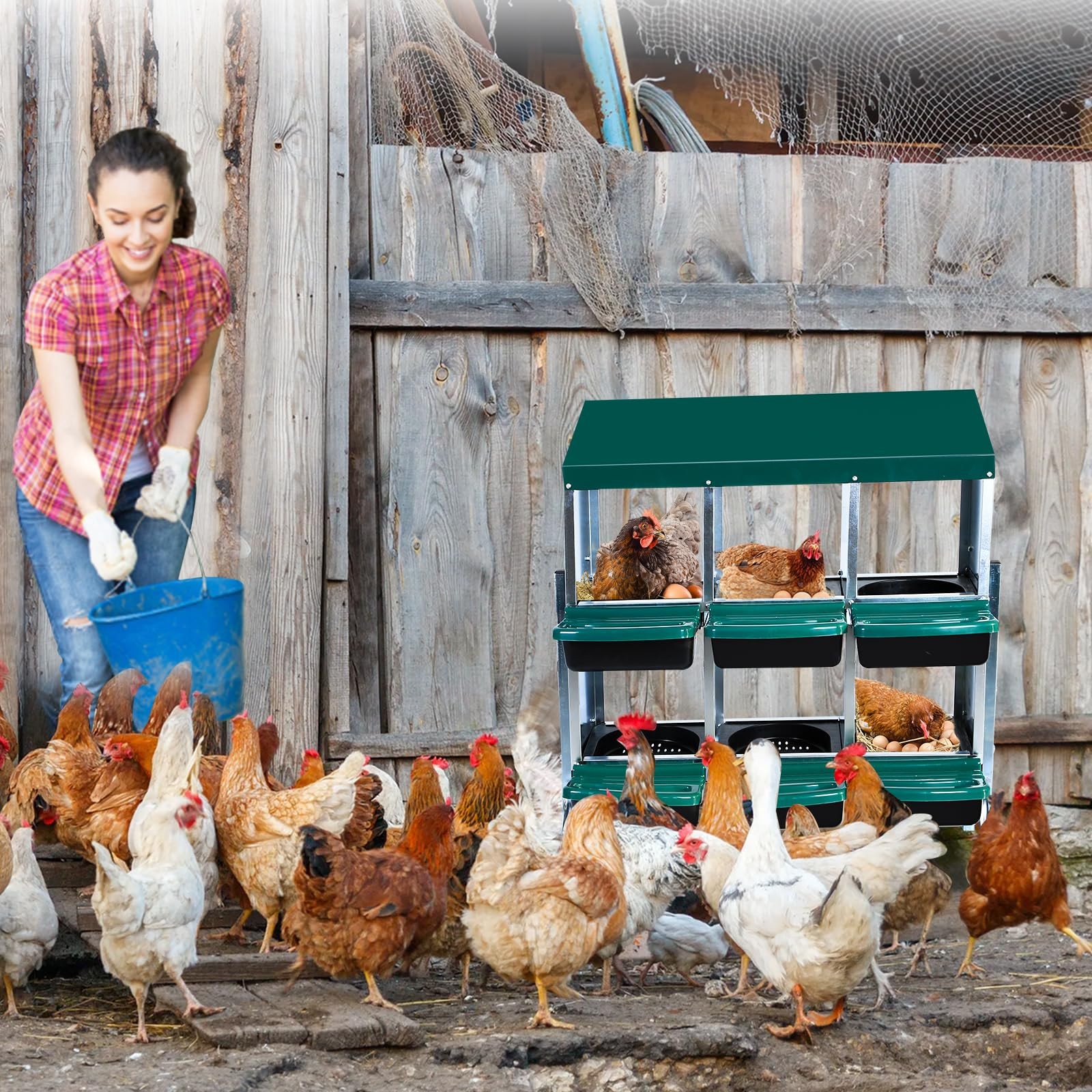 Mochalight Chicken Nesting Box6 Compartment Roll Away Nesting For Laying