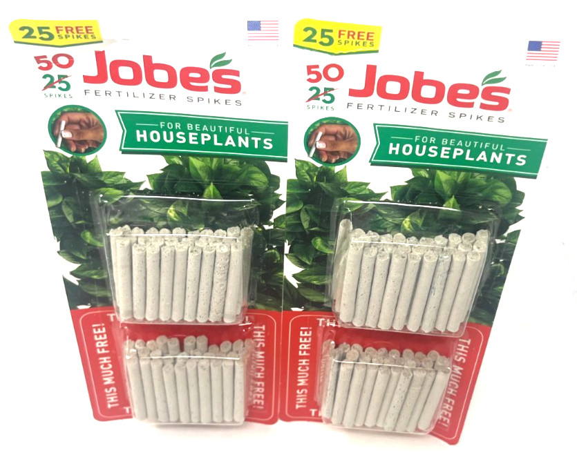 (2) Jobes Fertilizer Spikes For Beautiful Houseplants Sealed 50 Spikes Each
