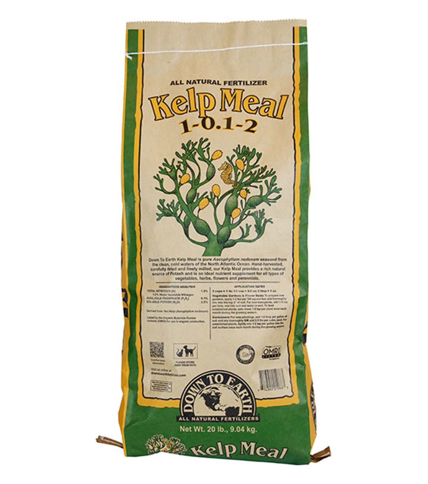Down to Earth (#DTE01966) Organic Kelp Meal Fertilizer Mix 1-0.1-2, 20 lb