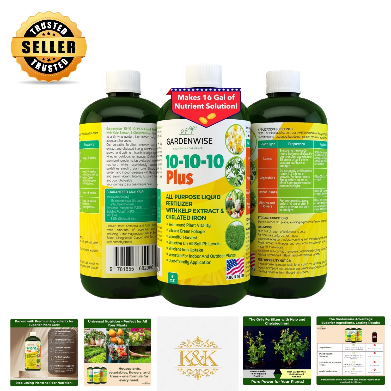 All-Natural 10-10-10 Fertilizer with Seaweed Extract – 8 Oz for Lush Gardens