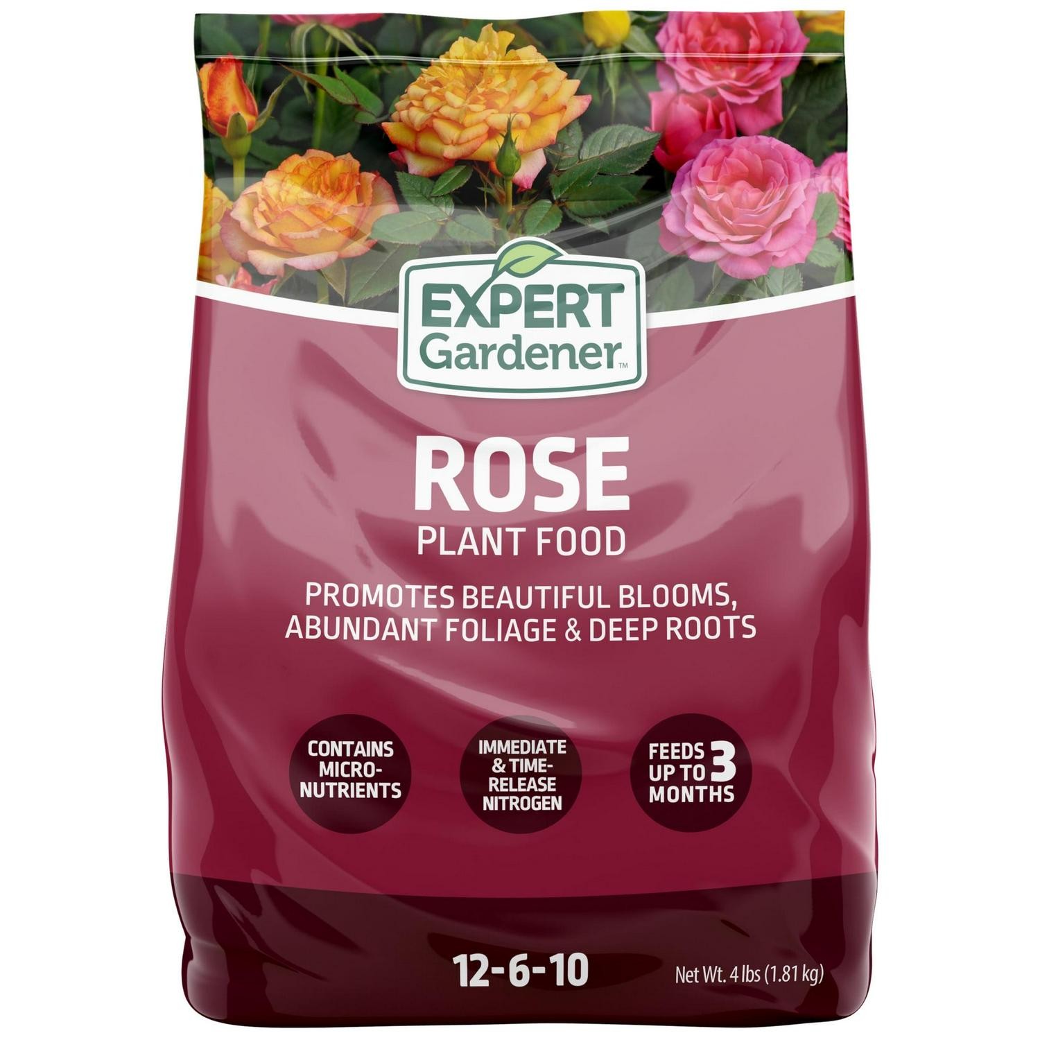 Expert Gardener Rose Flower Plant Food Fertilizer Feed Up 3 Months 12-6-10, 4 lb