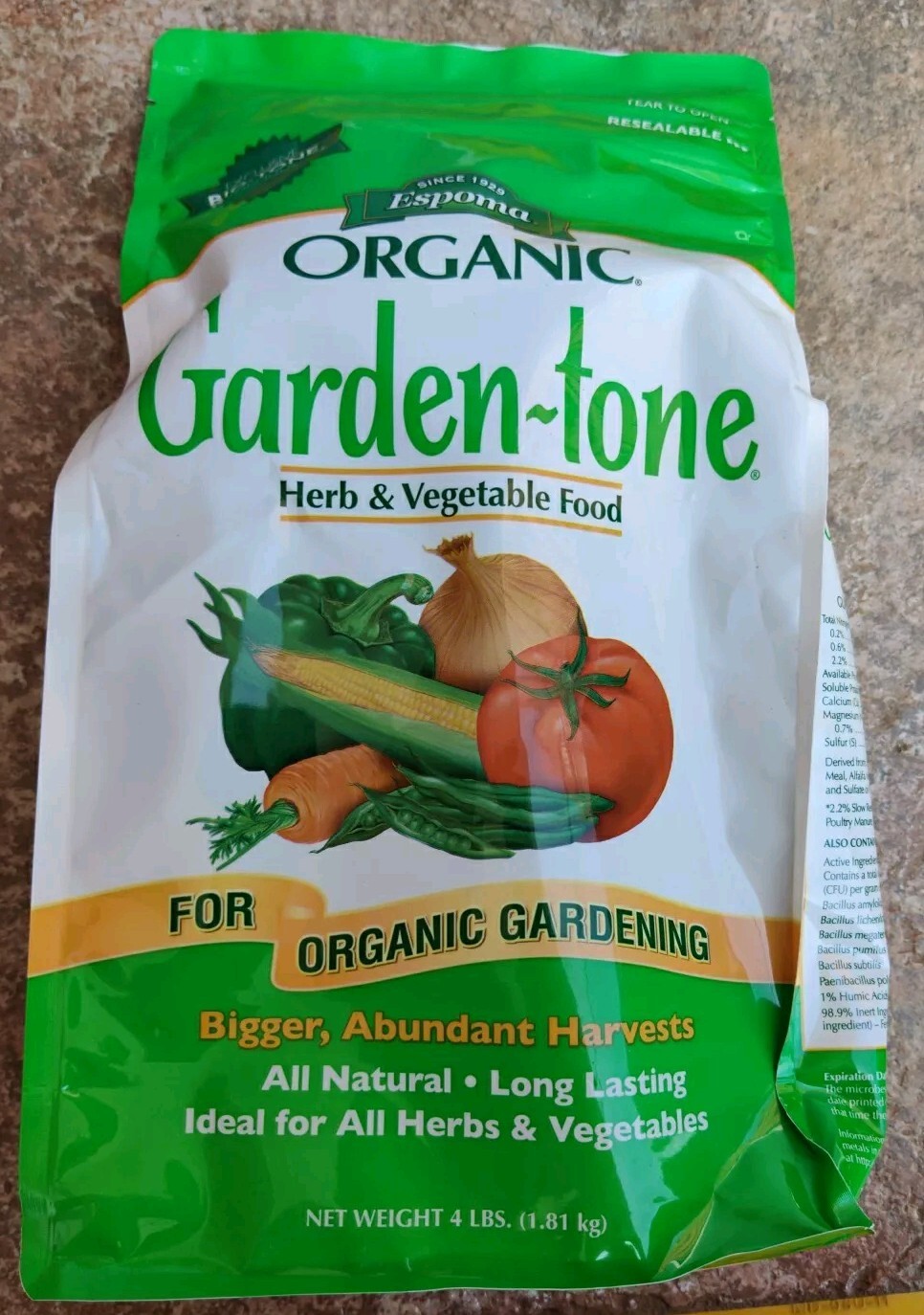 Espoma Organic Garden-Tone Vegetable Food, 3-4-4 Fertilizer, 4lb.