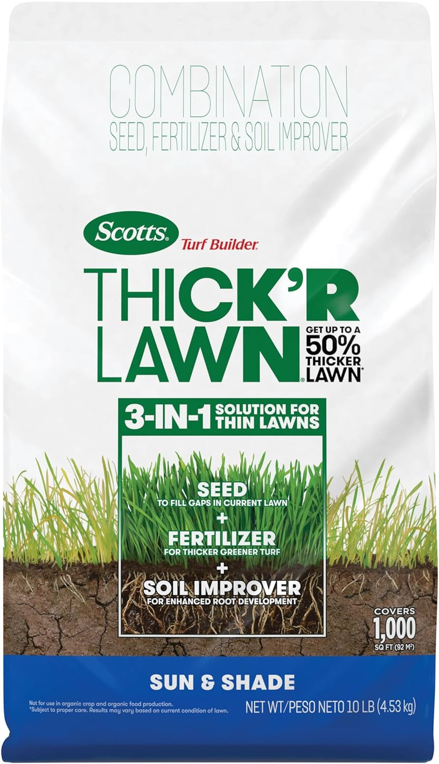 Scotts Turf Builder Thick’R Lawn Sun & Shade, 10 Lbs. | Combination Grass Seed,
